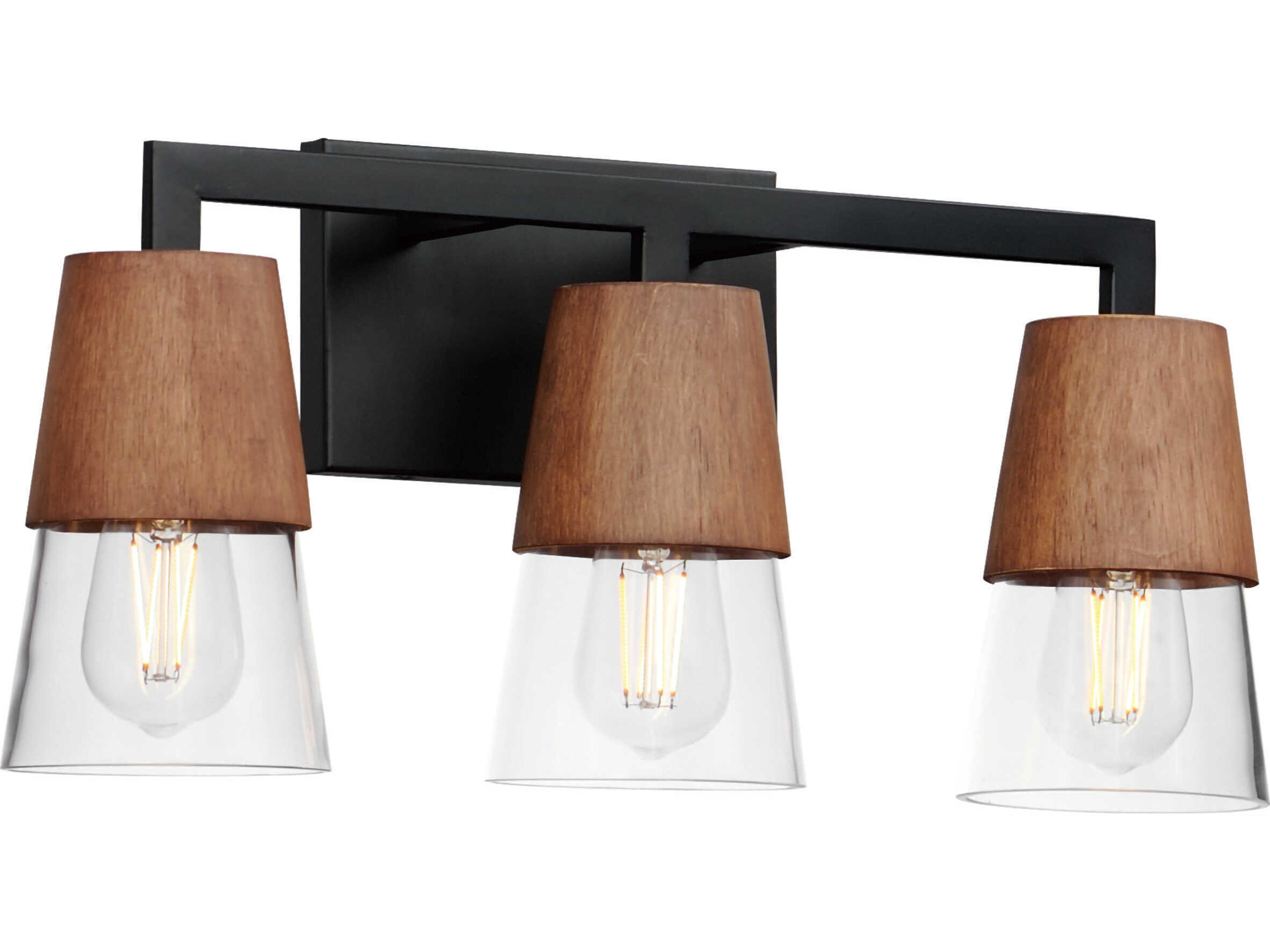 Maxim Lighting Carpenter 3-Light Walnut Black Vanity Light