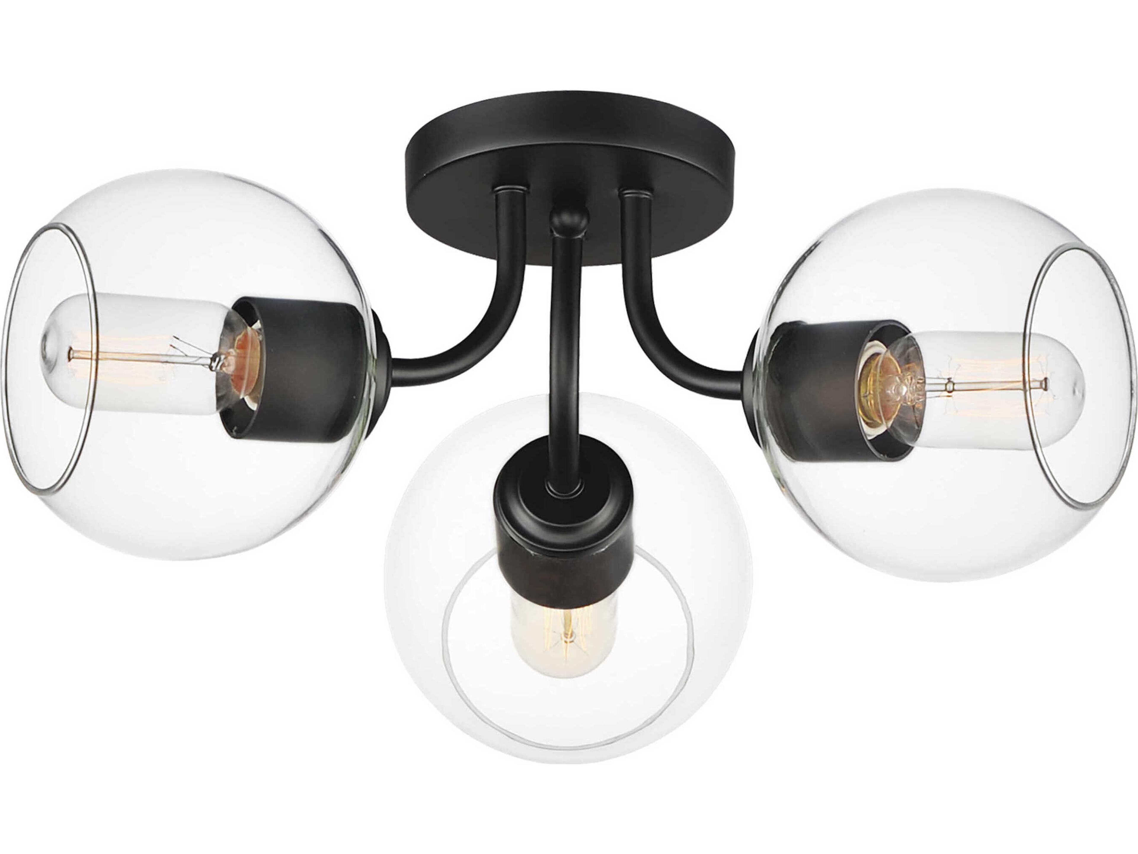 Maxim Lighting Knox 3-Light Black Globe Semi Flush Mount
