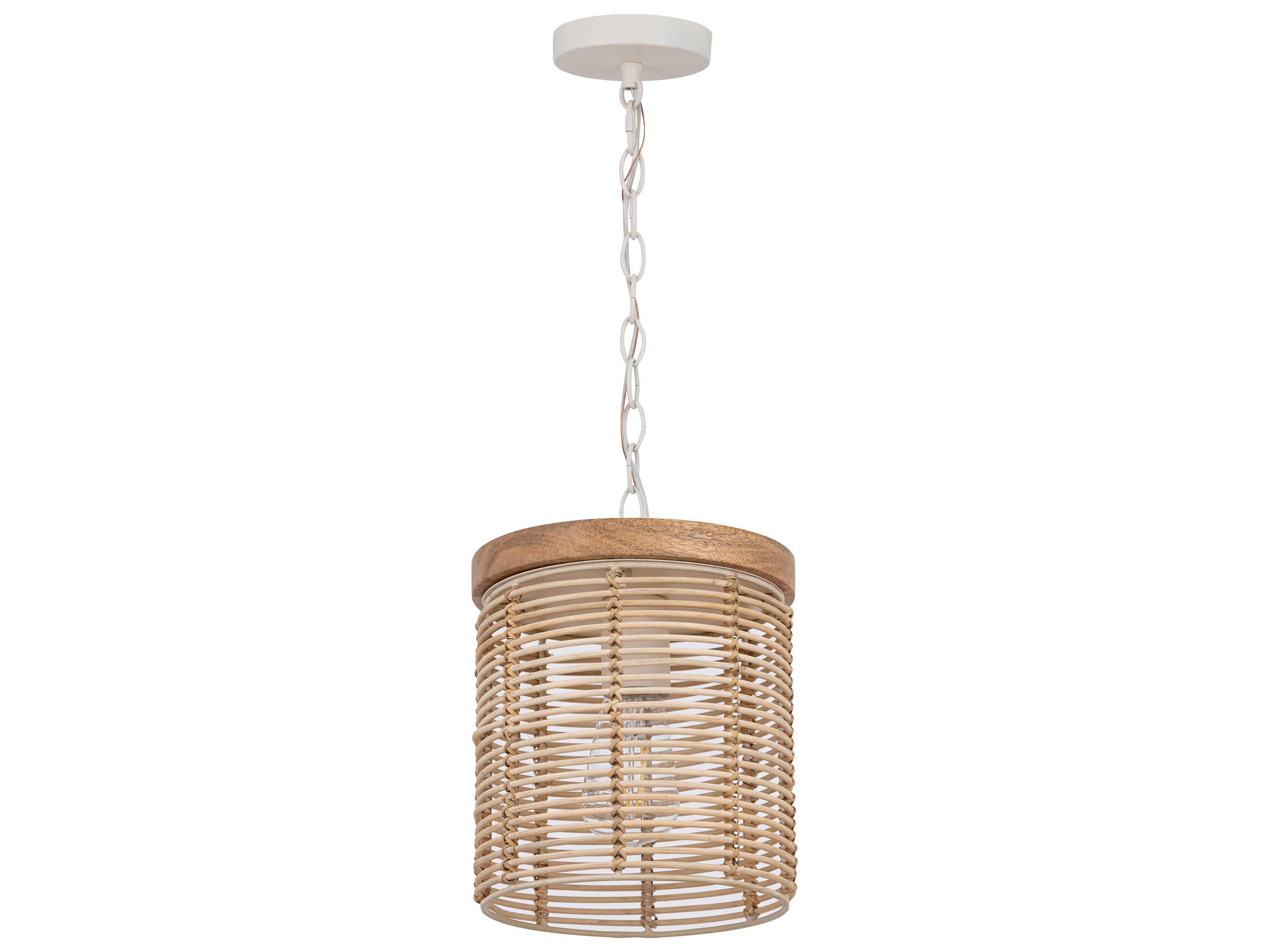 Maxim Lighting Vannerie 1-Light Ecru Brown Cylinder Mini Pendant