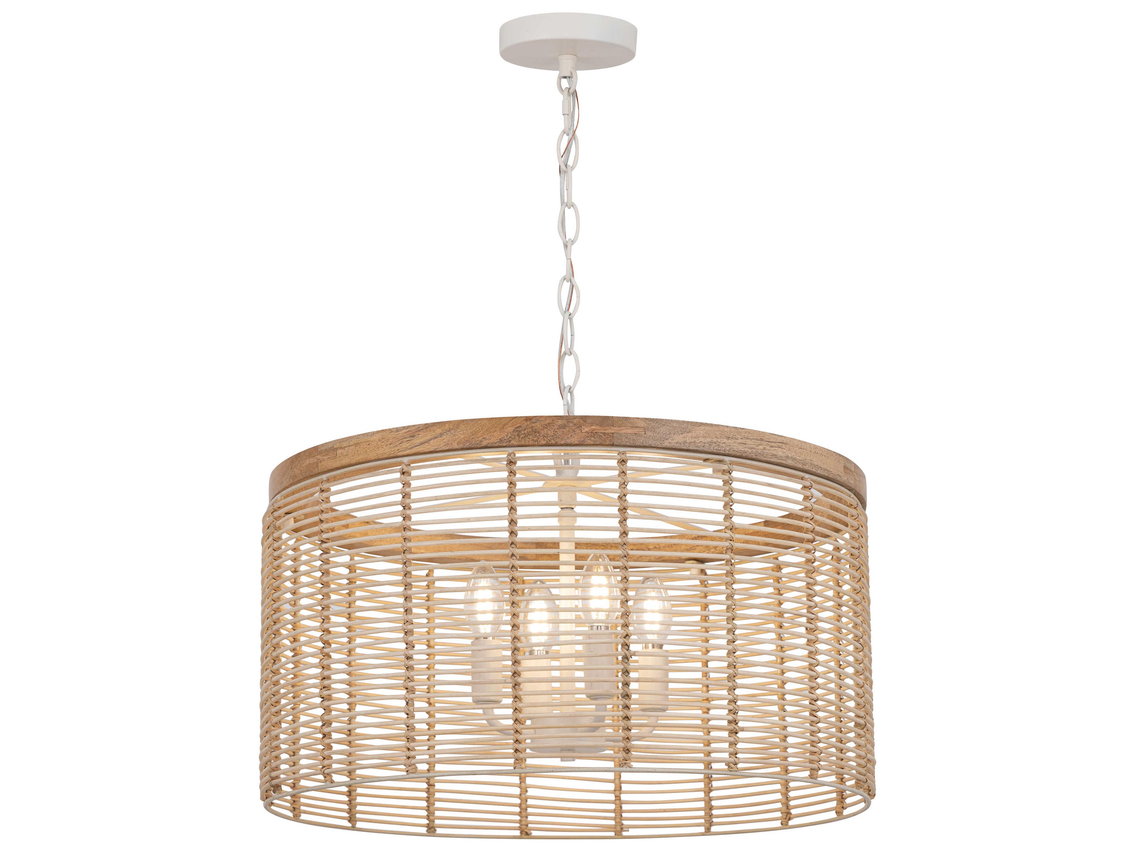 Maxim Lighting Vannerie 4-Light Ecru Brown Cylinder Pendant
