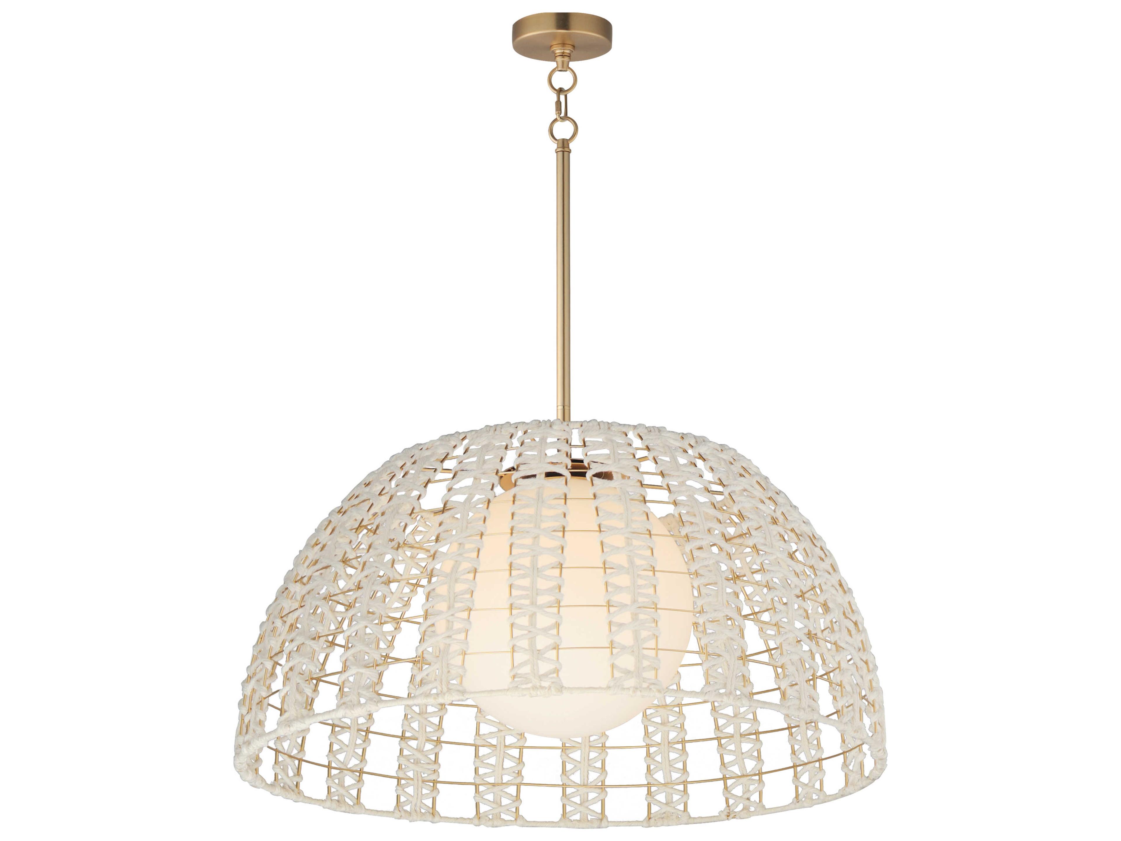 Maxim Lighting Macrame 1-Light Gold White Dome Globe Pendant