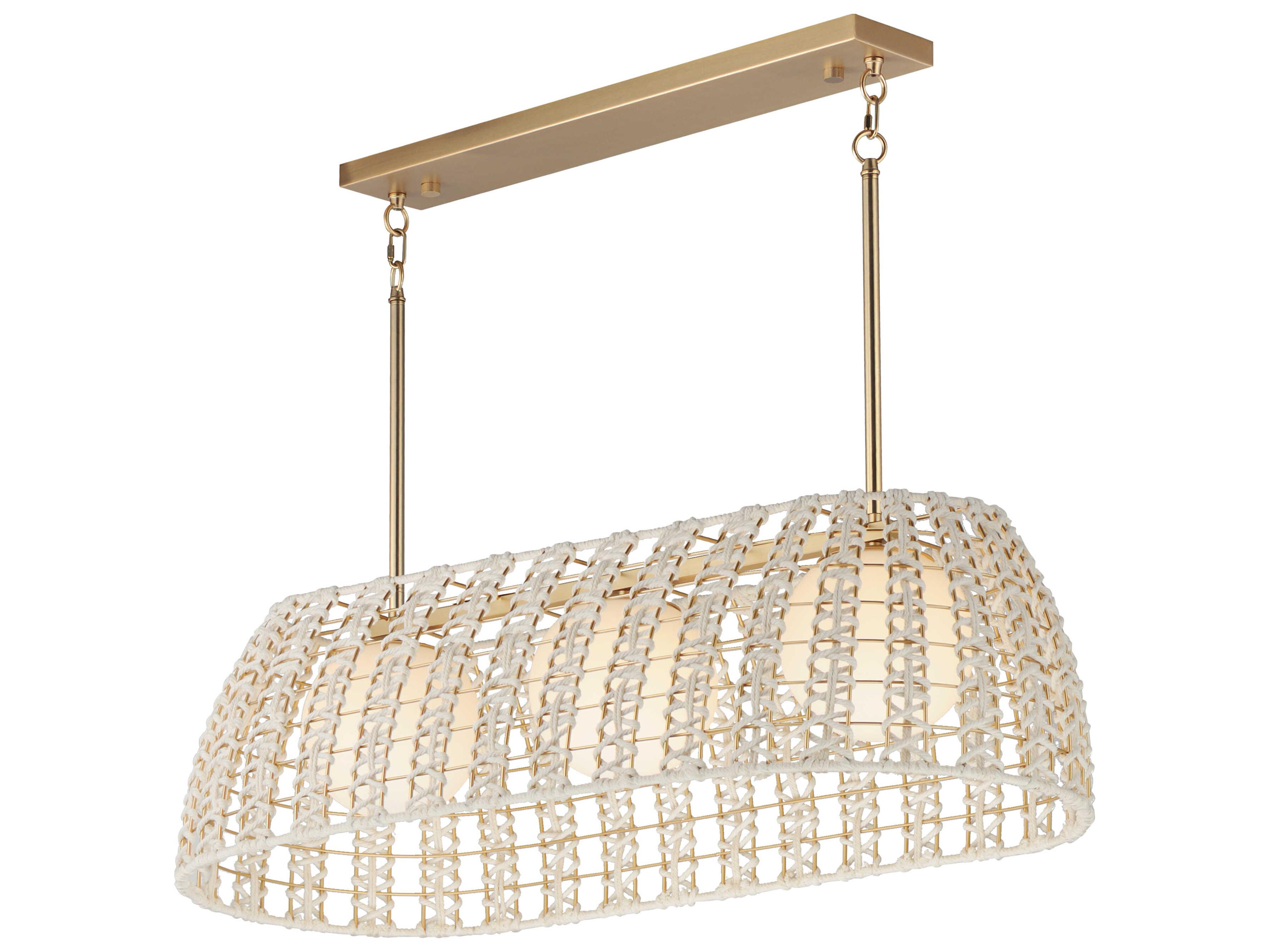 Maxim Lighting Macrame 3-Light Gold White Dome Globe Island Pendant