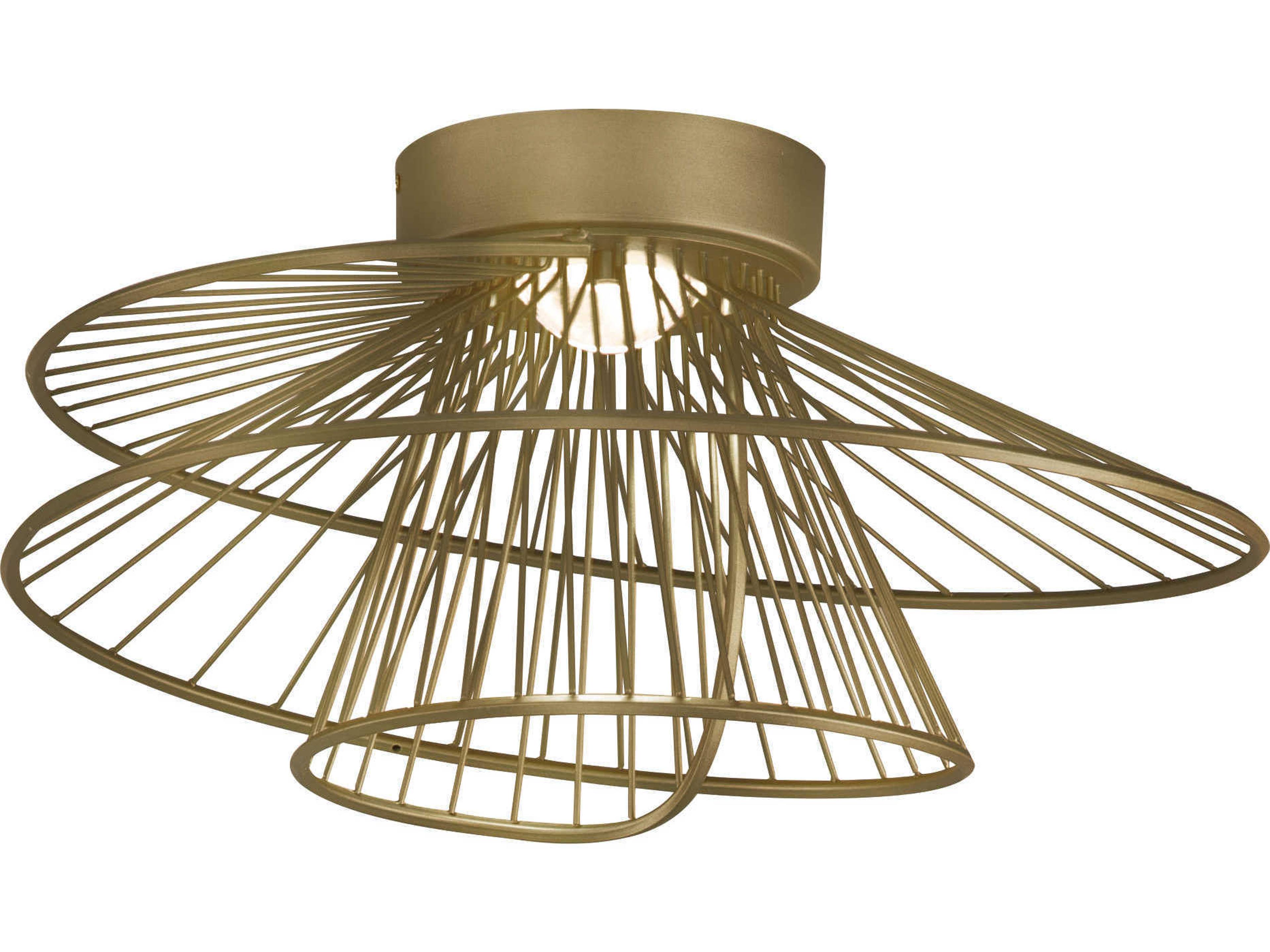 Maxim Lighting Zeta 1-Light Natural Aged Brass LED Geometric Linear Flush Mount