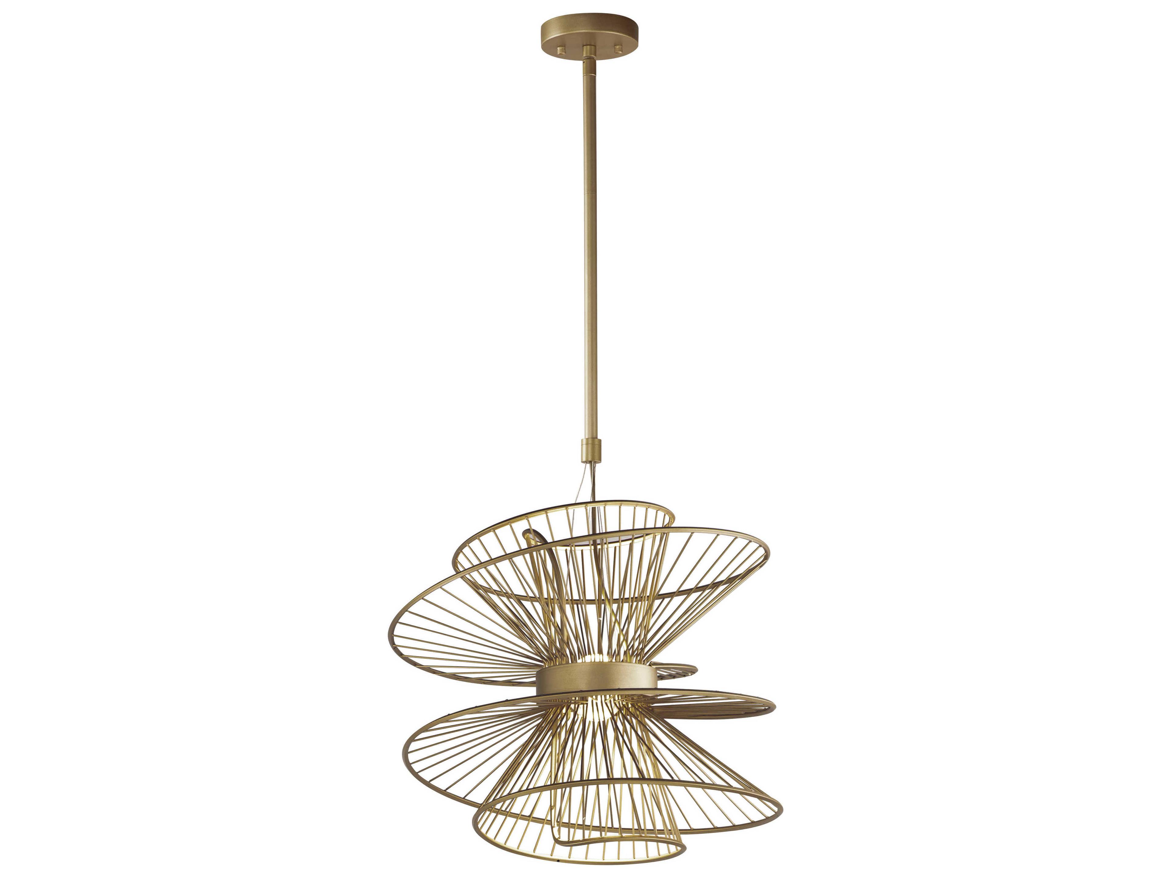 Maxim Lighting Zeta 2-Light Natural Aged Brass LED Geometric Linear Pendant