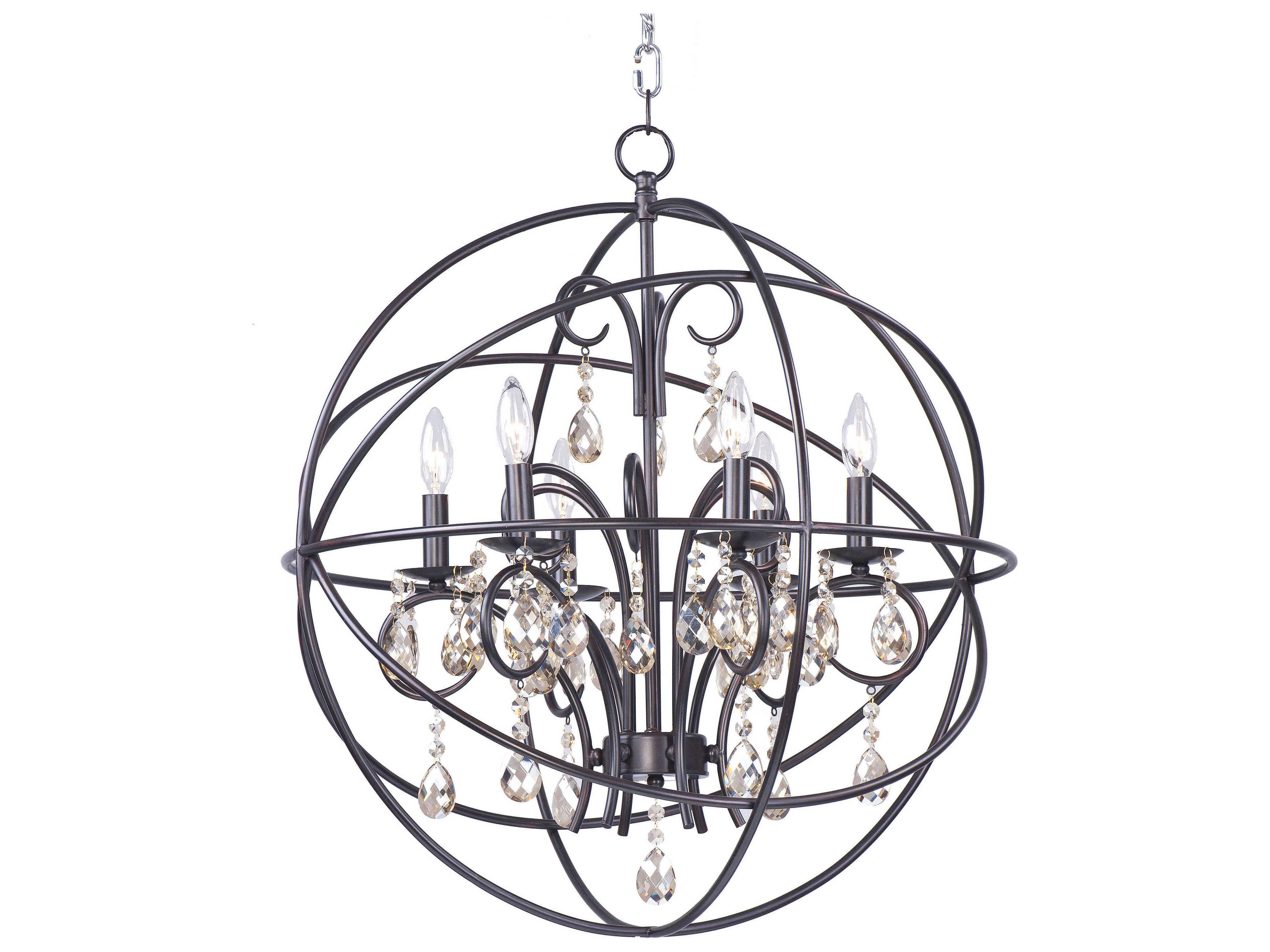 Maxim Lighting Orbit 6-Light Oil Rubbed Bronze Crystal Glass Candelabra Globe Chandelier