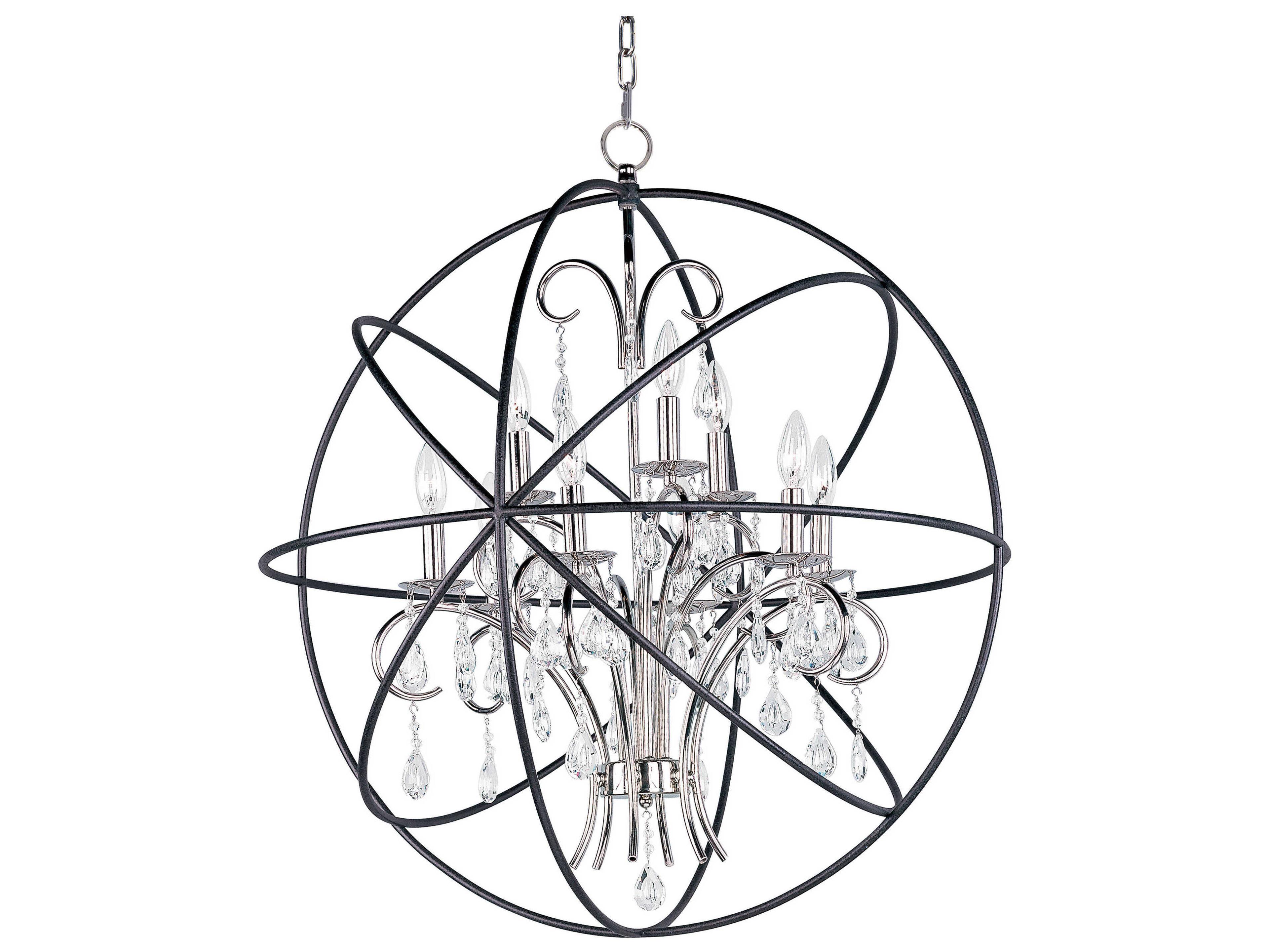 Maxim Lighting Orbit 9-Light Anthracite And Polished Nickel Brown Candelabra Globe Chandelier