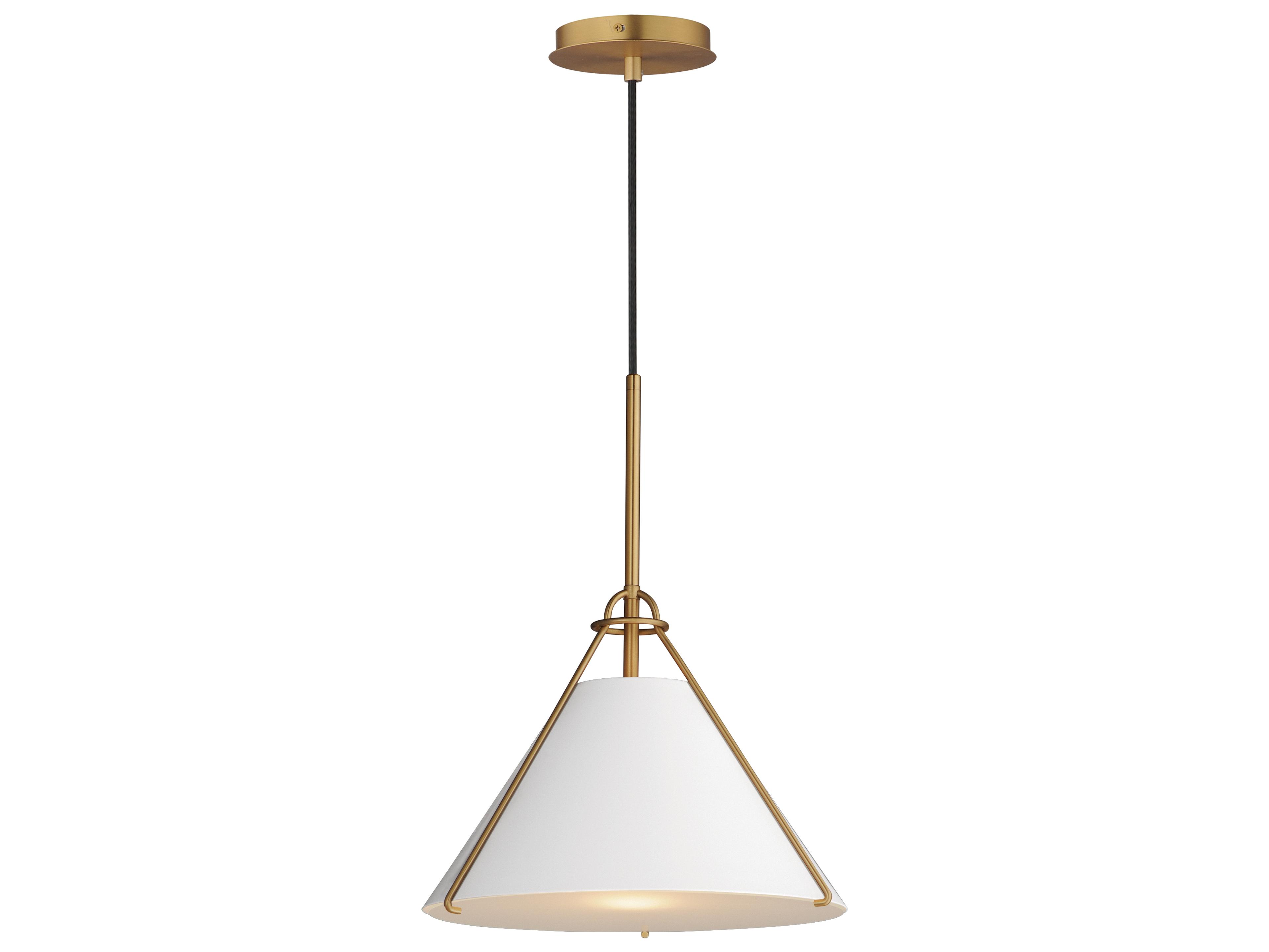 Maxim Lighting Lucas 1-Light White Natural Aged Brass Pendant