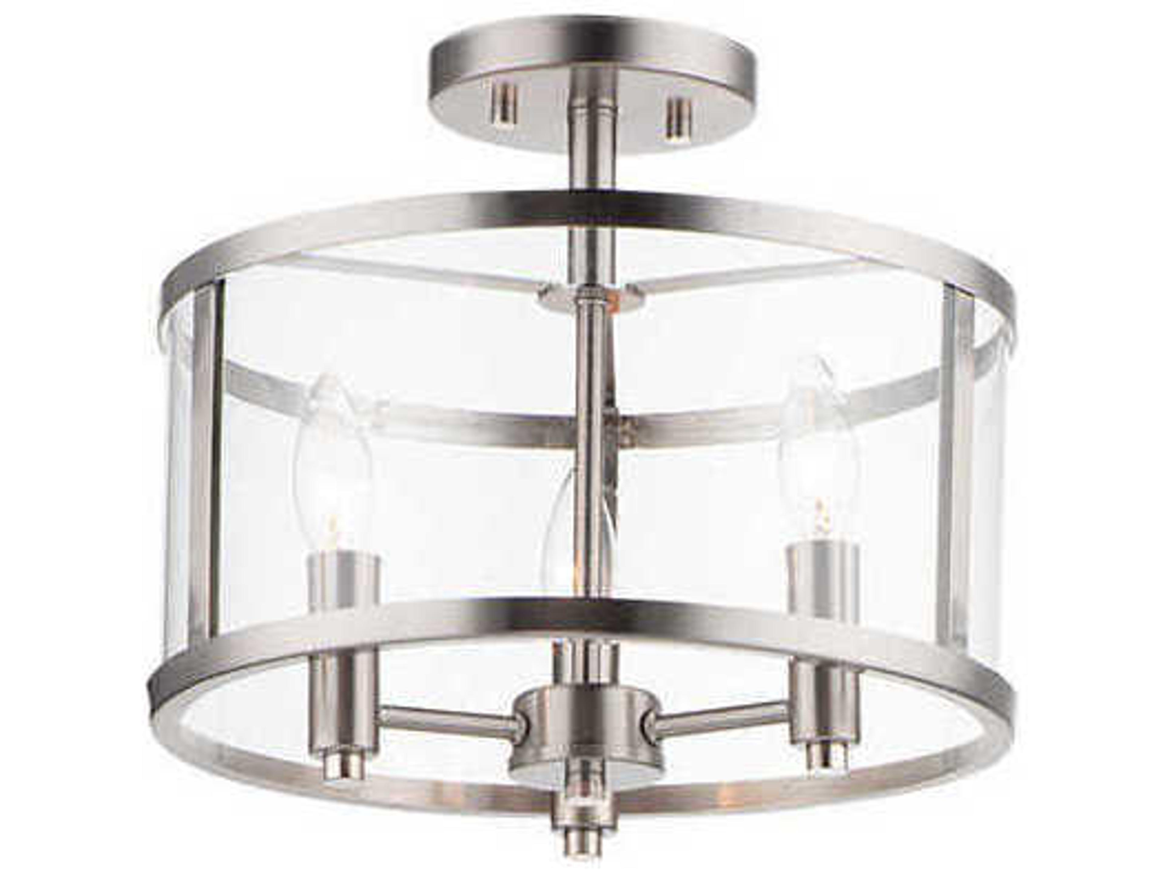 Maxim Lighting Sentinel 3-Light Satin Nickel Drum Semi Flush Mount