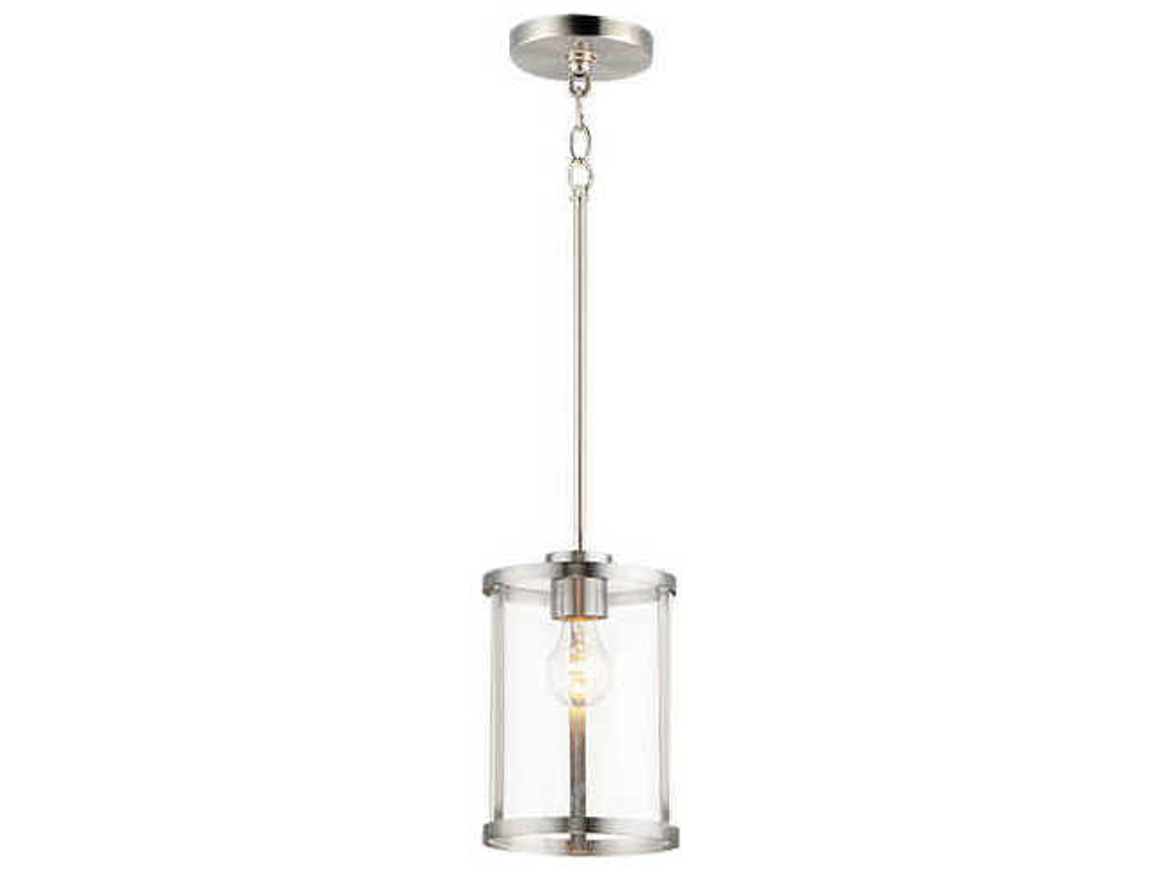 Maxim Lighting Sentinel 1-Light Satin Nickel Cylinder Mini Pendant