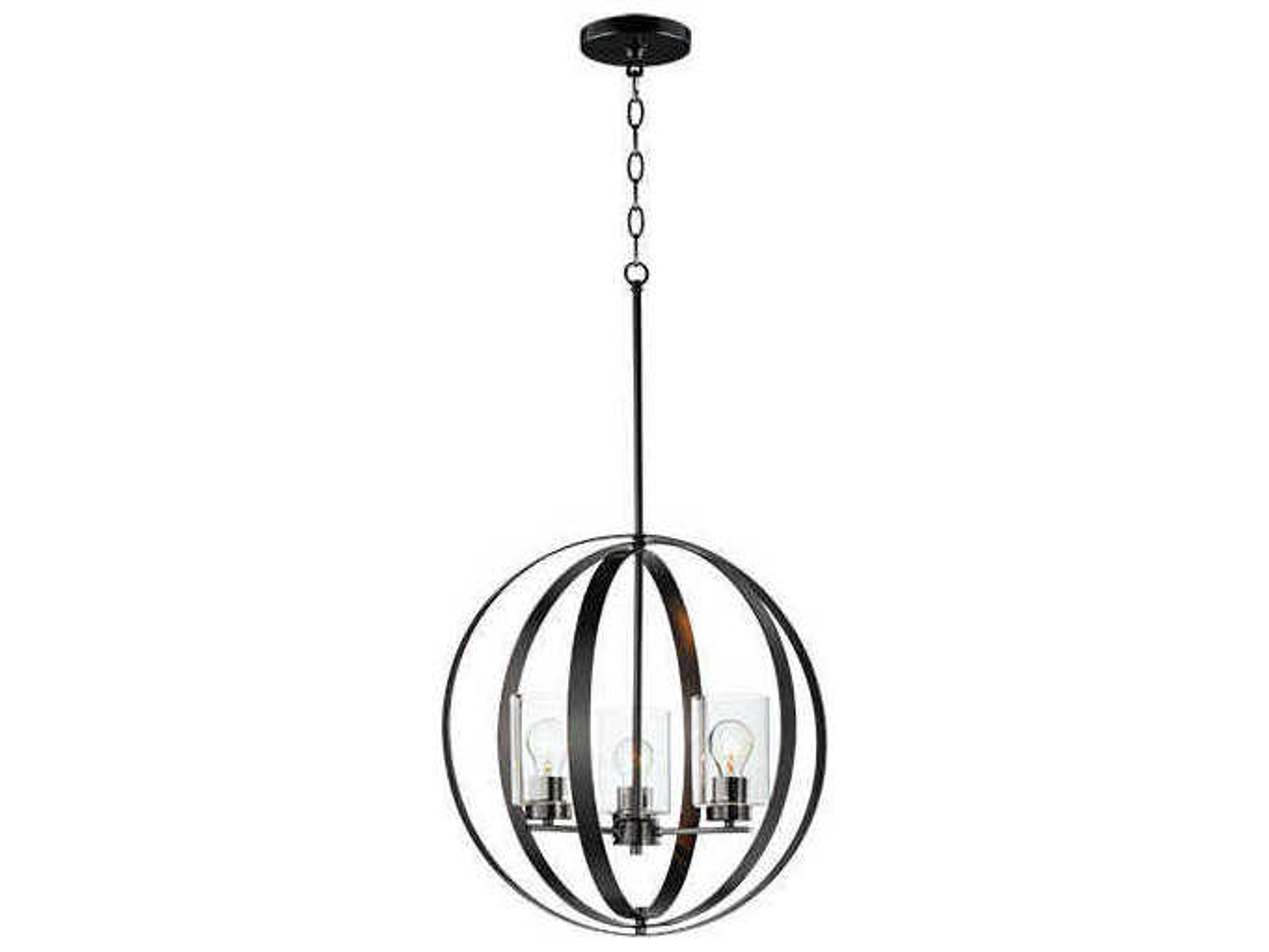 Maxim Lighting Sentinel 3-Light Black Globe Pendant