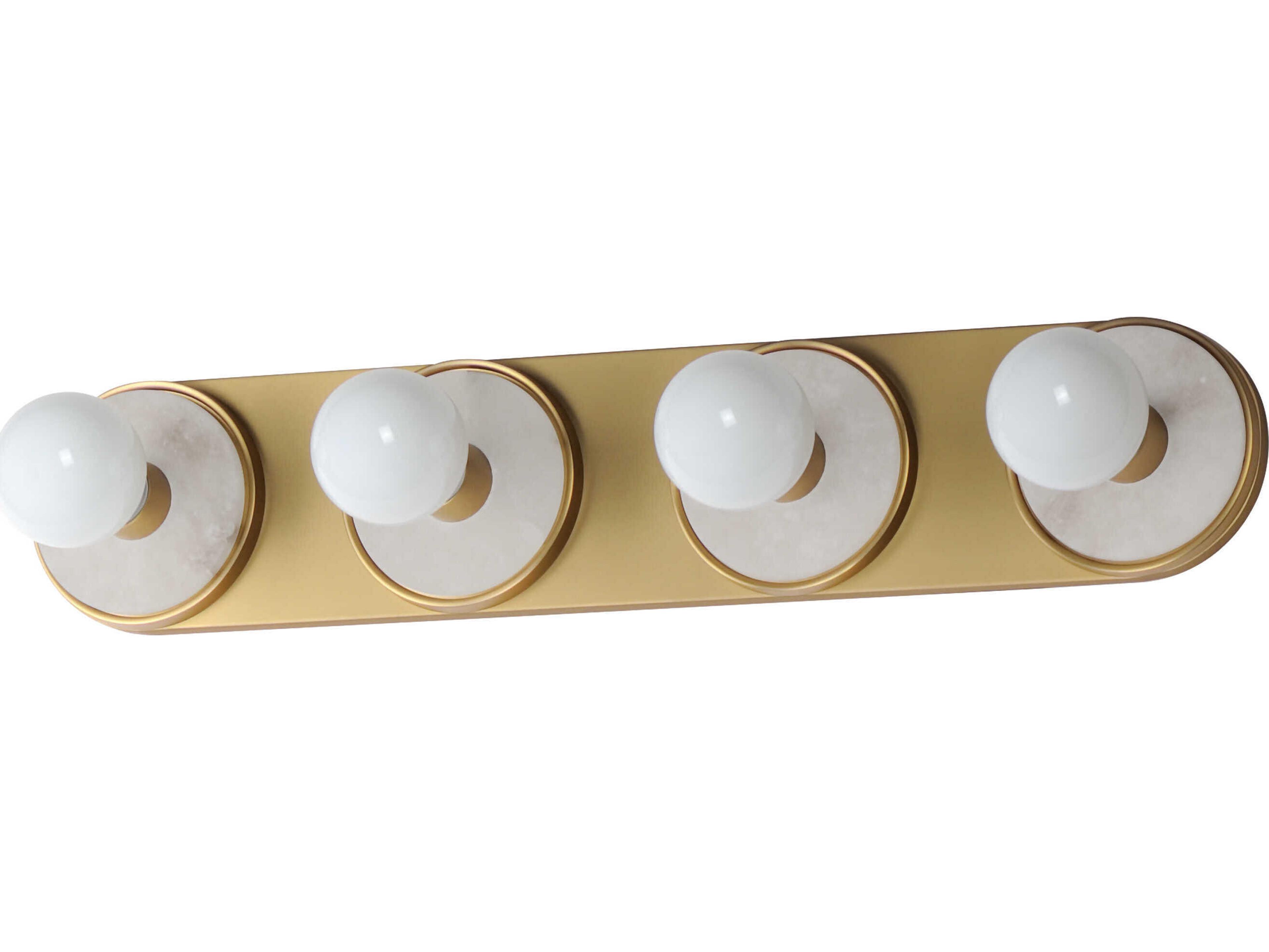 Maxim Lighting Hollywood 4-Light Whit Alabaster Natural Aged Brass Vanity Light
