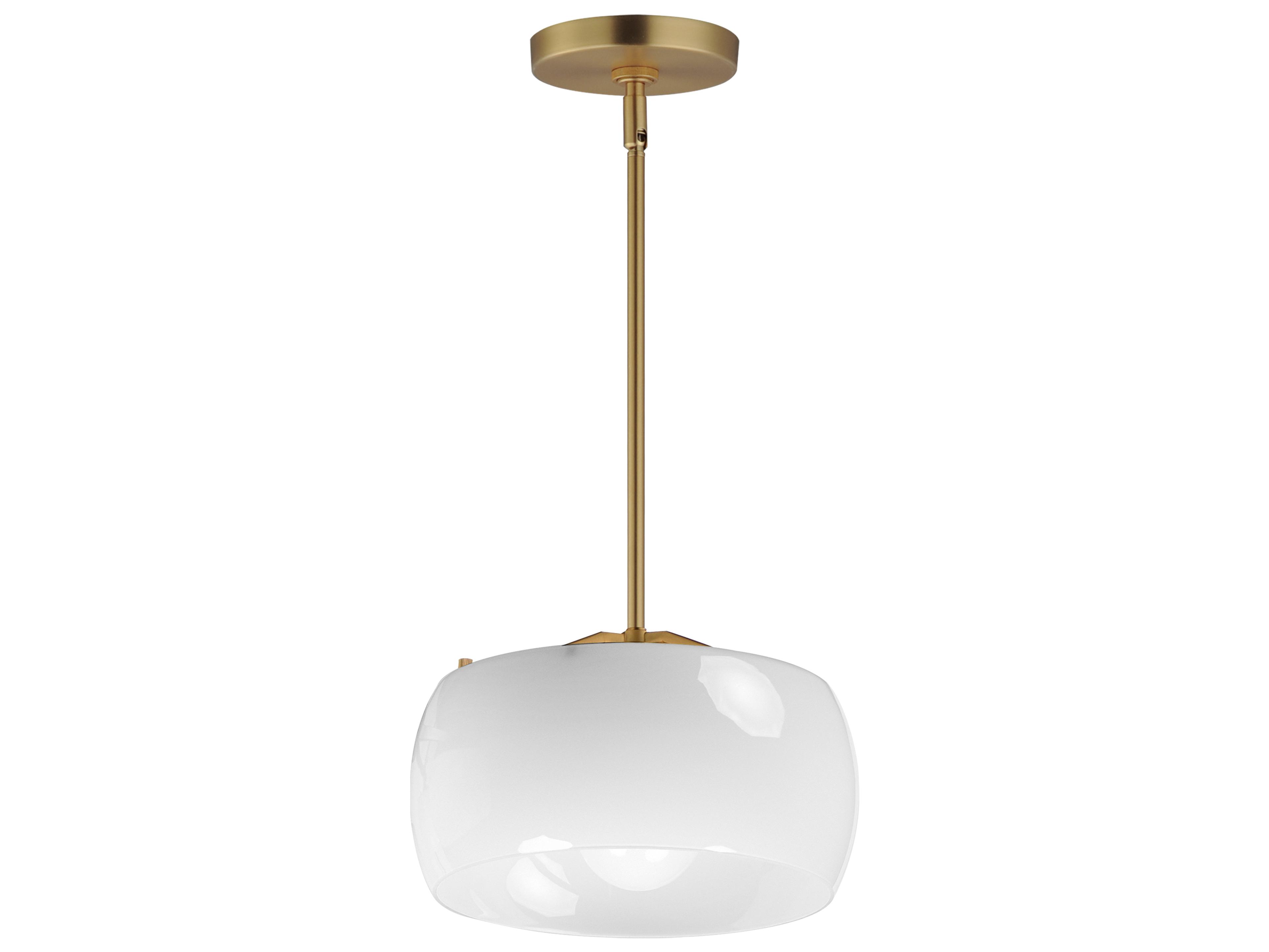 Maxim Lighting Glazed 1-Light White Natural Aged Brass Round Mini Pendant