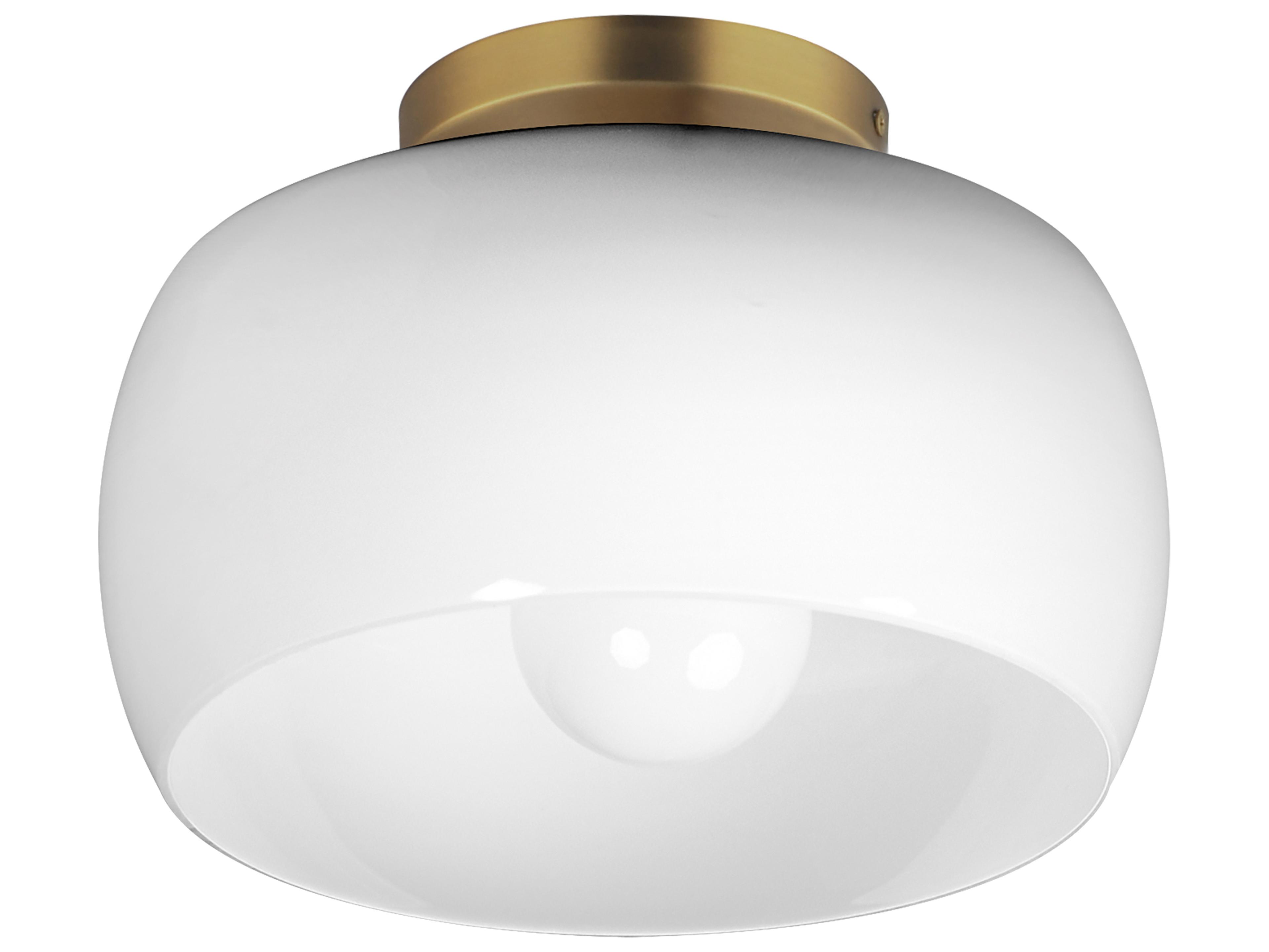Maxim Lighting Glazed 1-Light White Natural Aged Brass Flush Mount