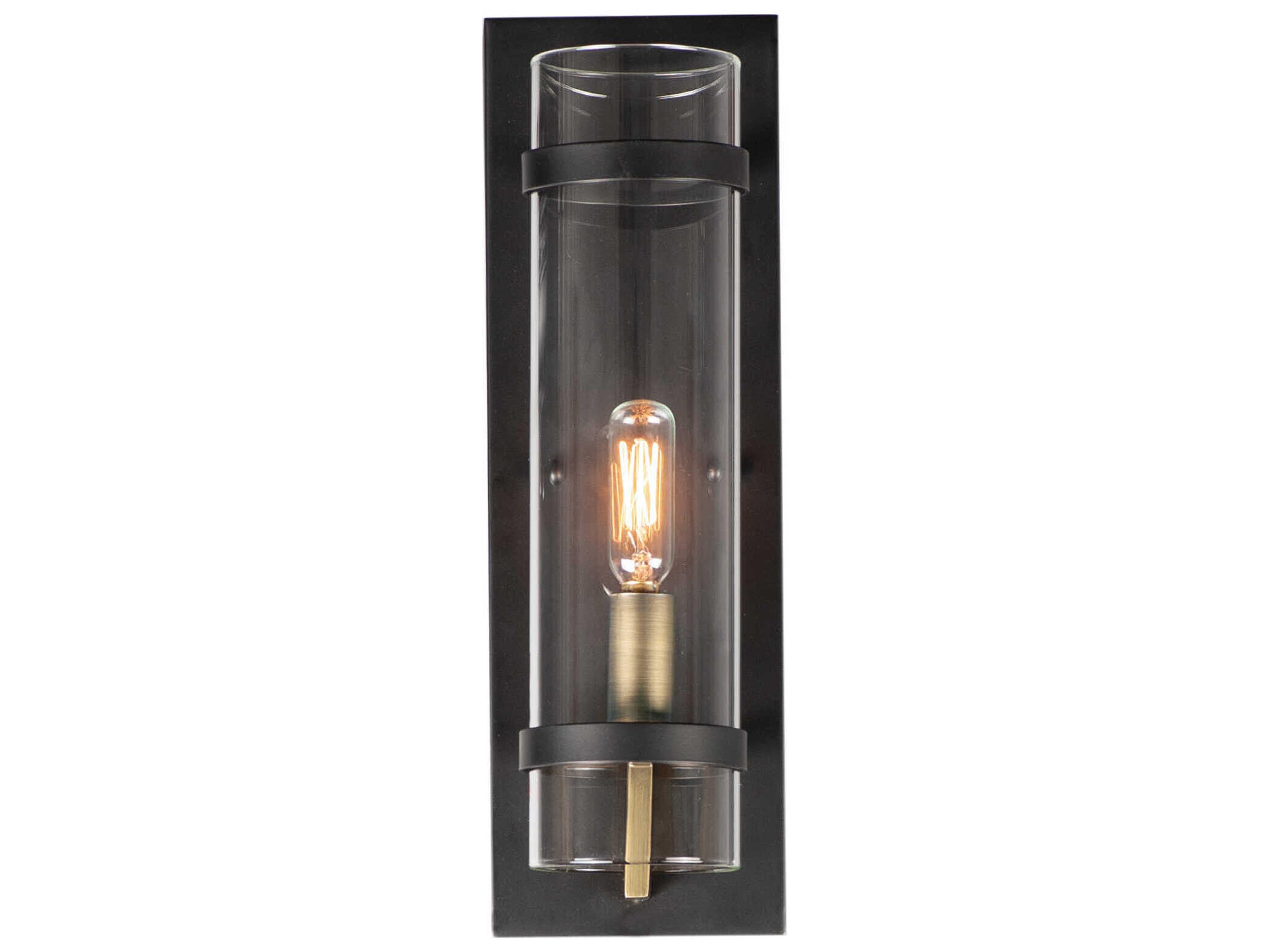 Maxim Lighting Capitol 1-Light Black Antique Brass Glass Wall Sconce