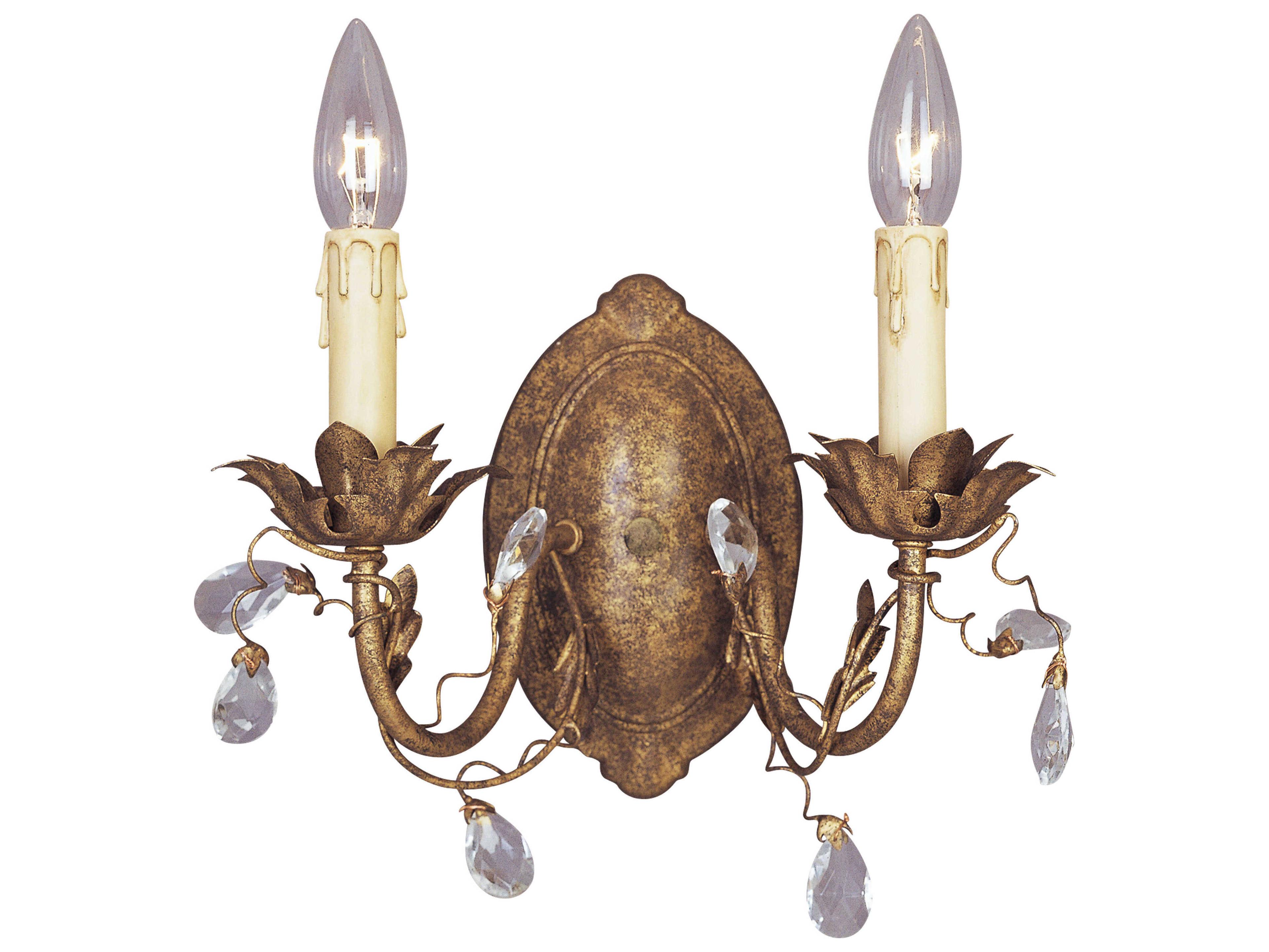 Maxim Lighting Elegante 2-Light Etruscan Gold Crystal Wall Sconce