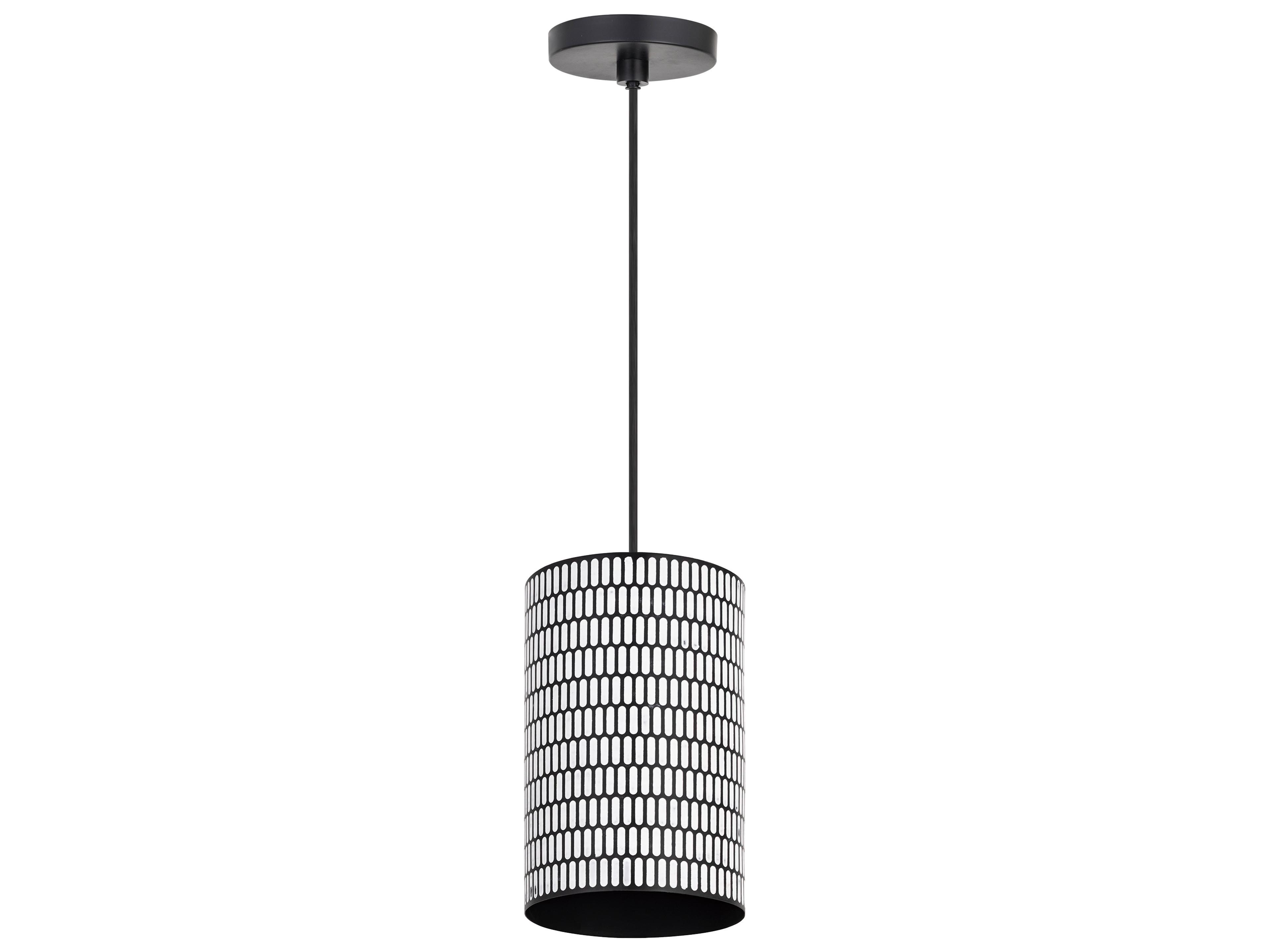 Maxim Lighting Shaka 1-Light Black White Cylinder Mini Pendant