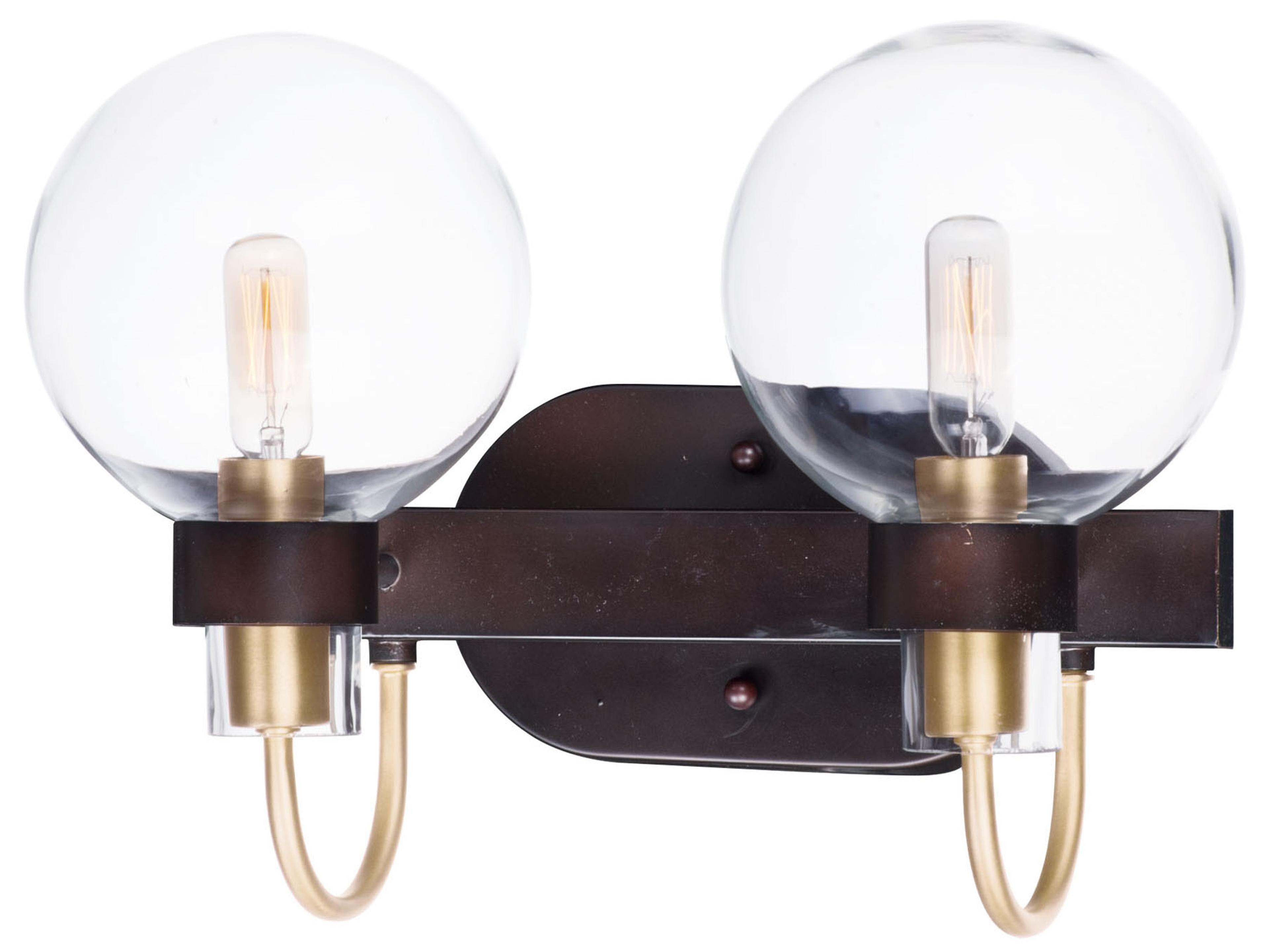 Maxim Lighting Bauhaus 2-Light Bronze Satin Brass Glass Vanity Light