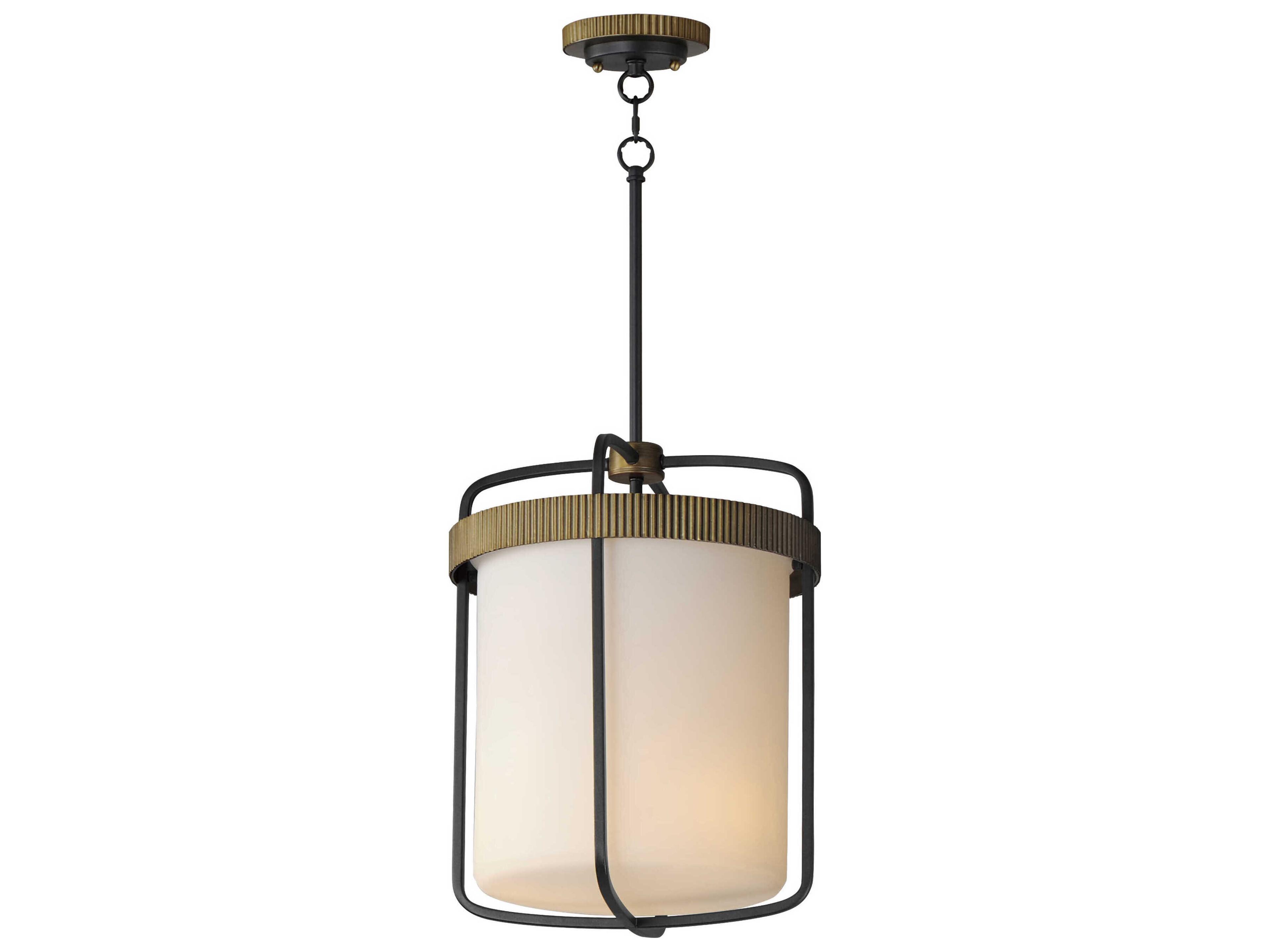 Maxim Lighting Ruffles 3-Light Black Antique Brass Glass Drum Pendant