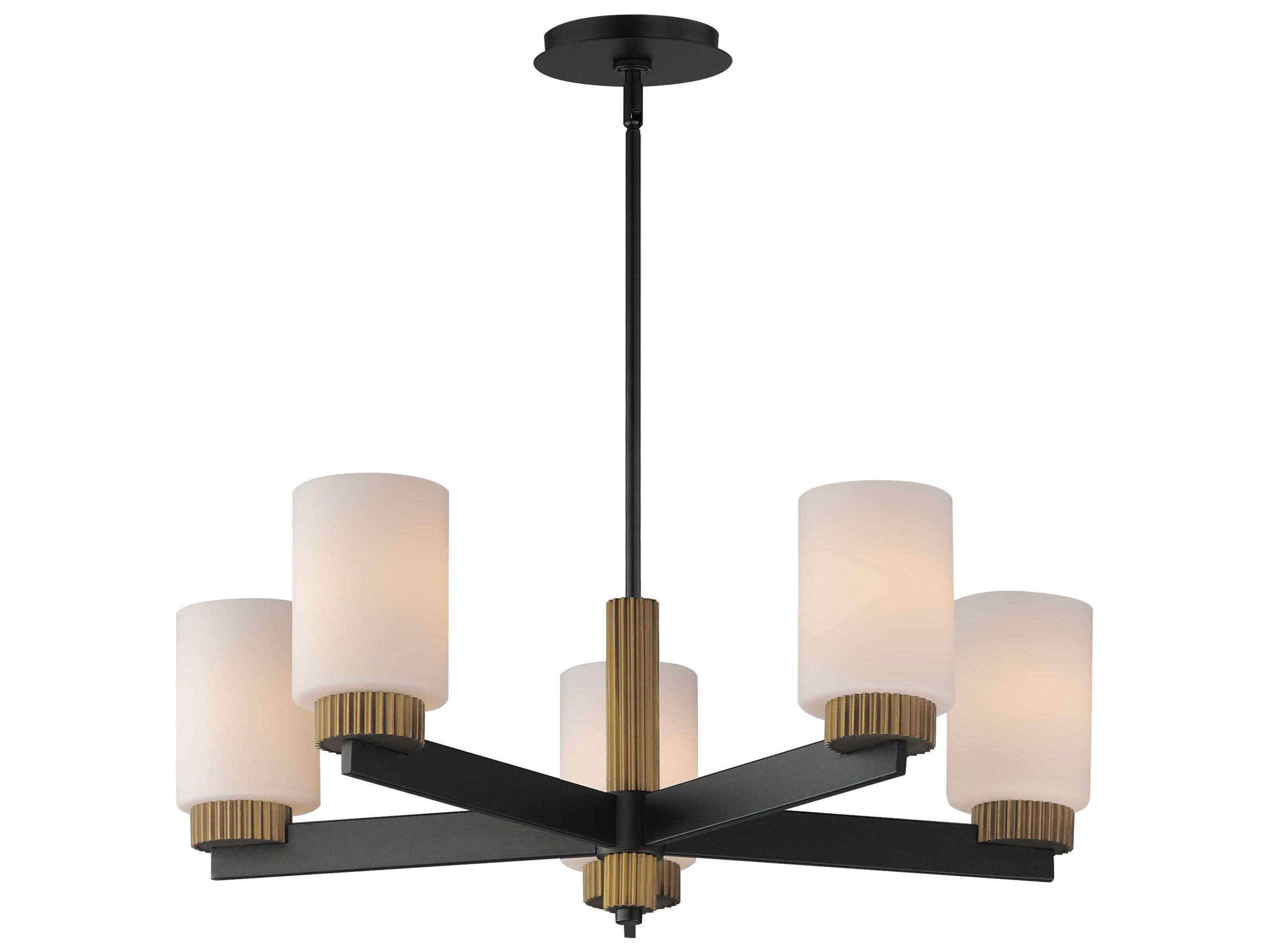 Maxim Lighting Ruffles 5-Light Black Antique Brass Cylinder Round Chandelier