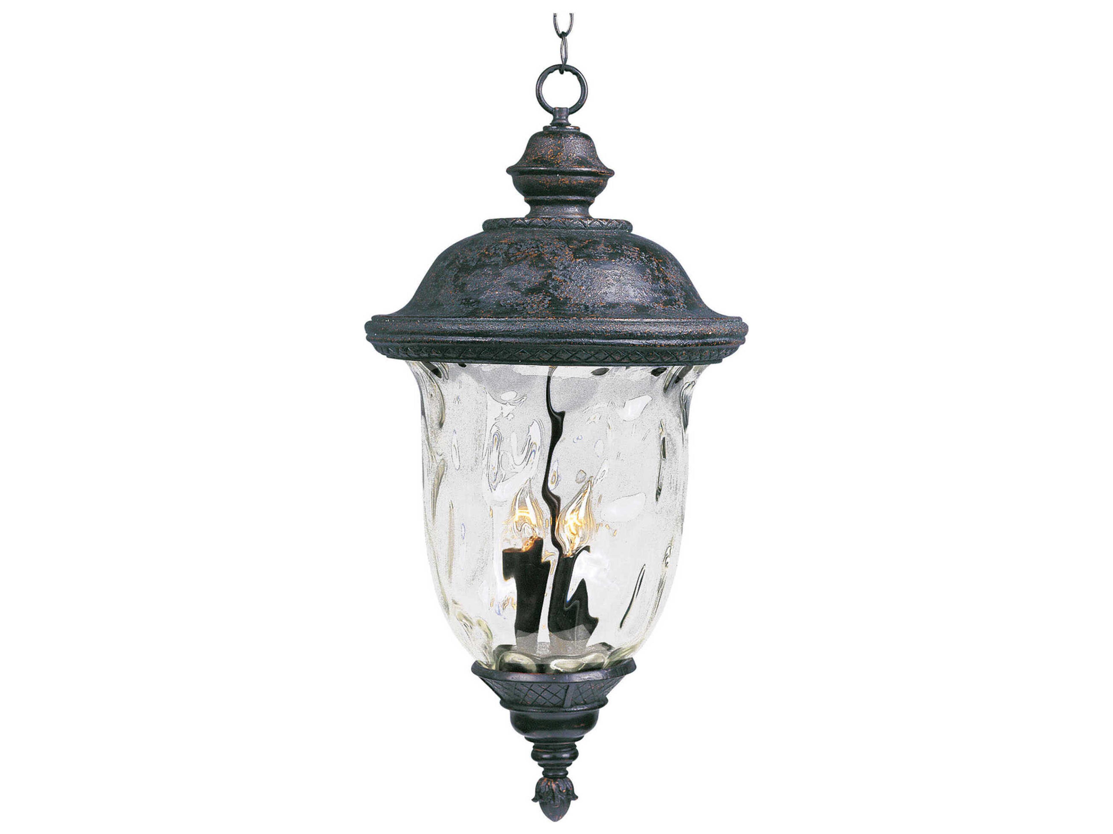 Carriage House DC & Water Glass 3 - Light Incandescent Outdoor Hanging Light