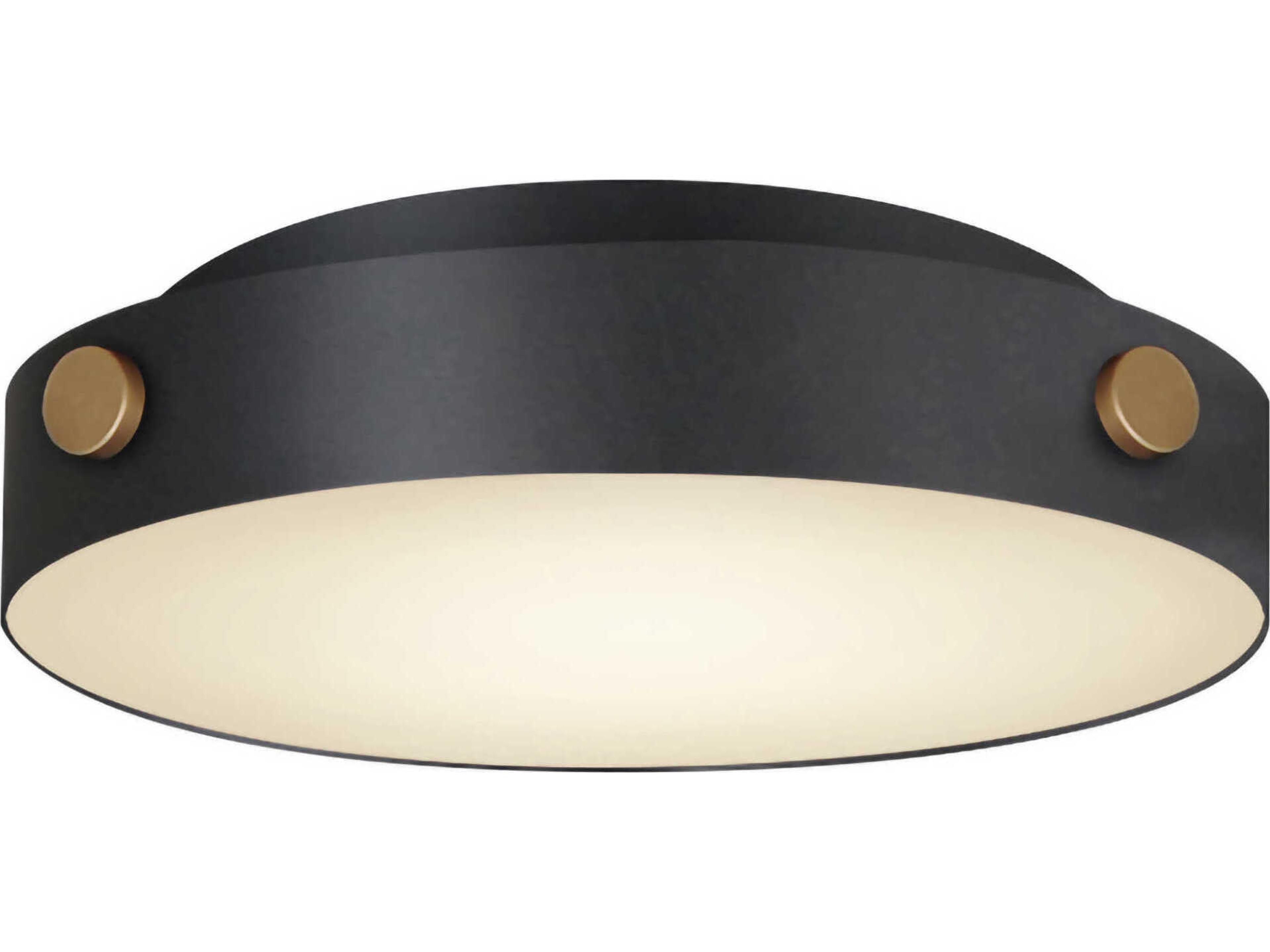 Maxim Lighting Rivet 1-Light Black Antique Brass Glass LED Round Flush Mount
