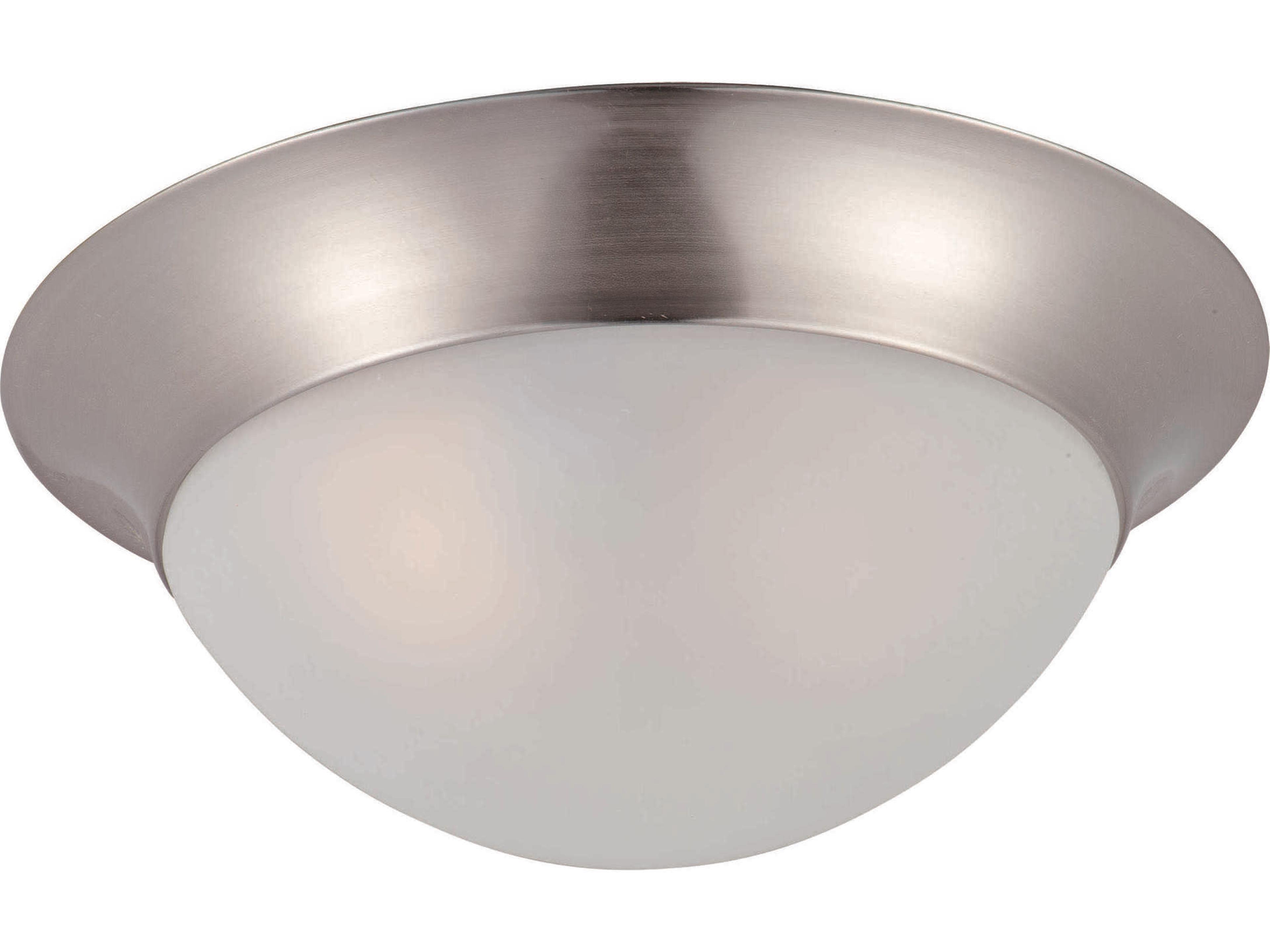 Maxim Lighting Essentials 1-Light Satin Nickel Glass Bowl Flush Mount