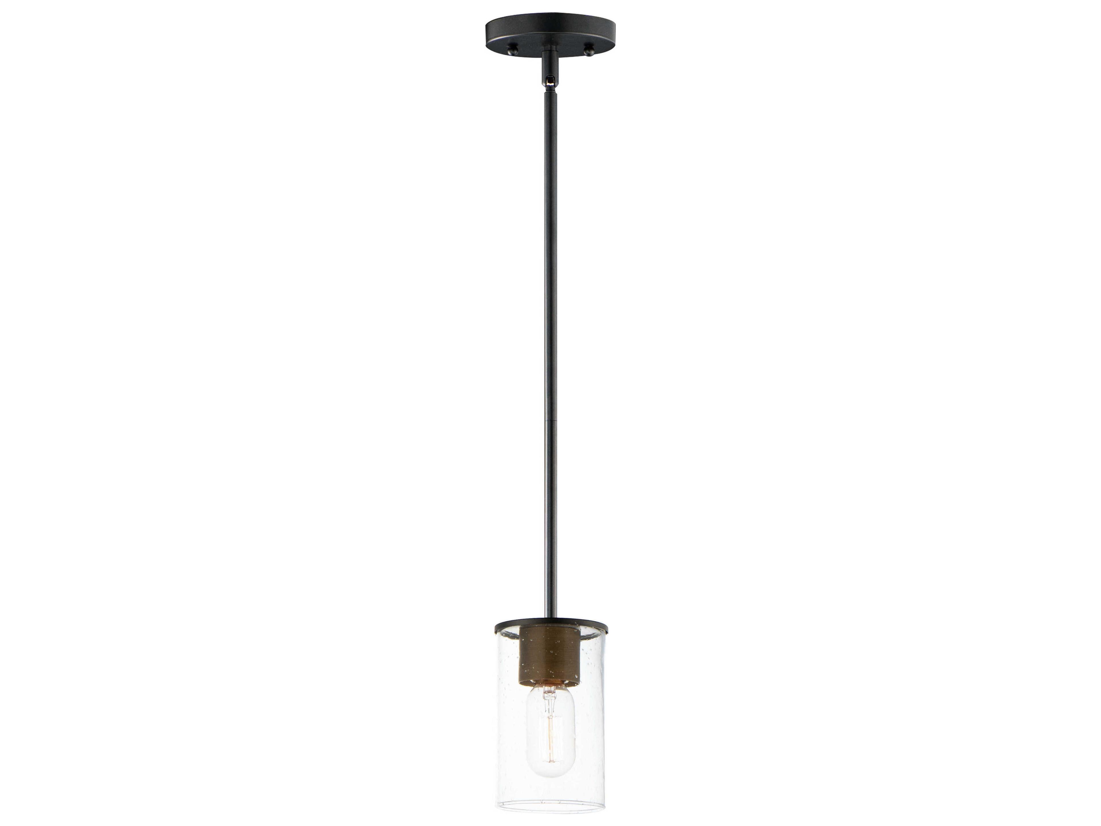 Maxim Lighting Sleek 1-Light Antique Brass Black Glass Cylinder Linear Mini Pendant