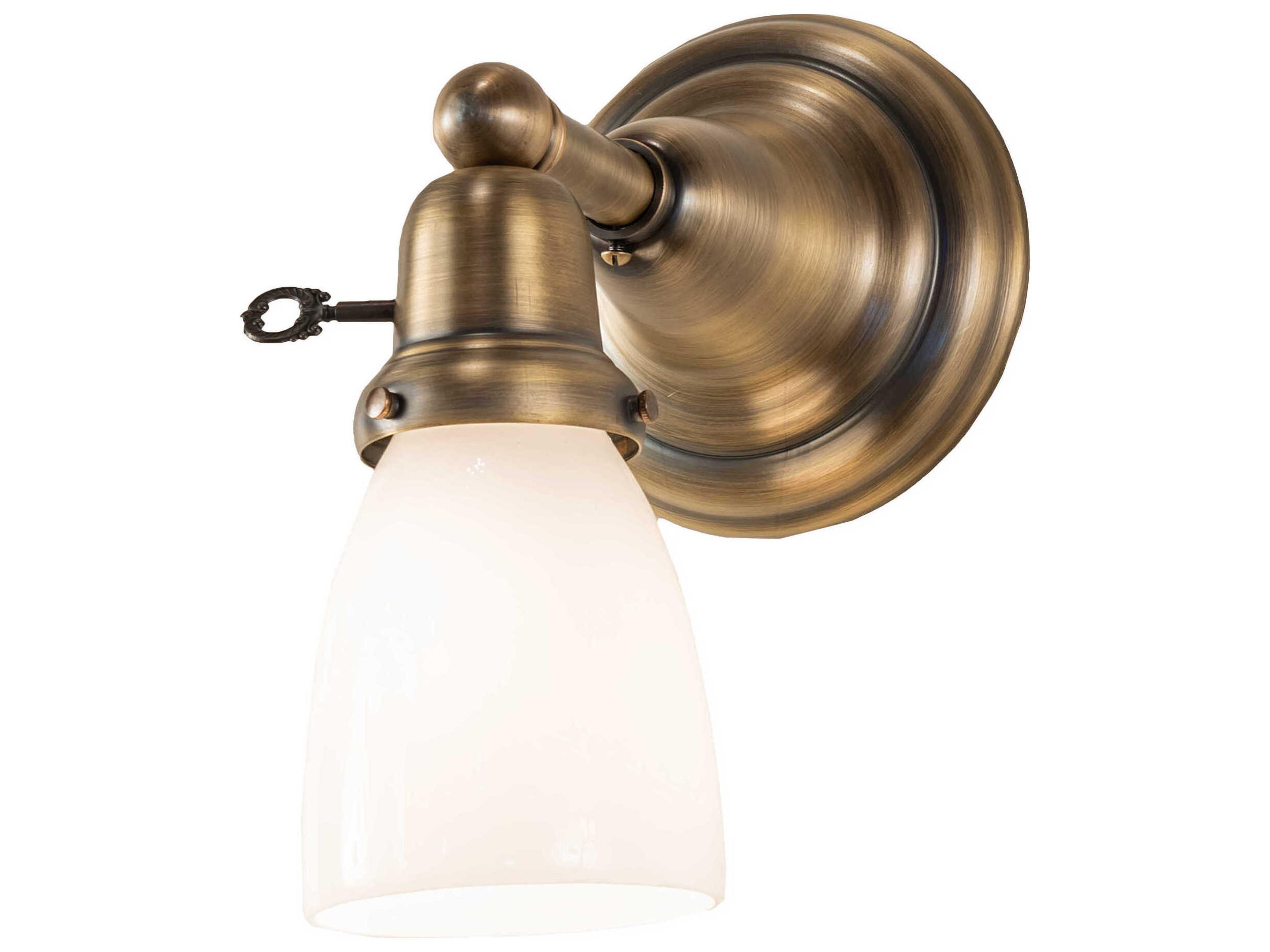 Meyda Revival 1-Light Antique Brass White Glass Wall Sconce