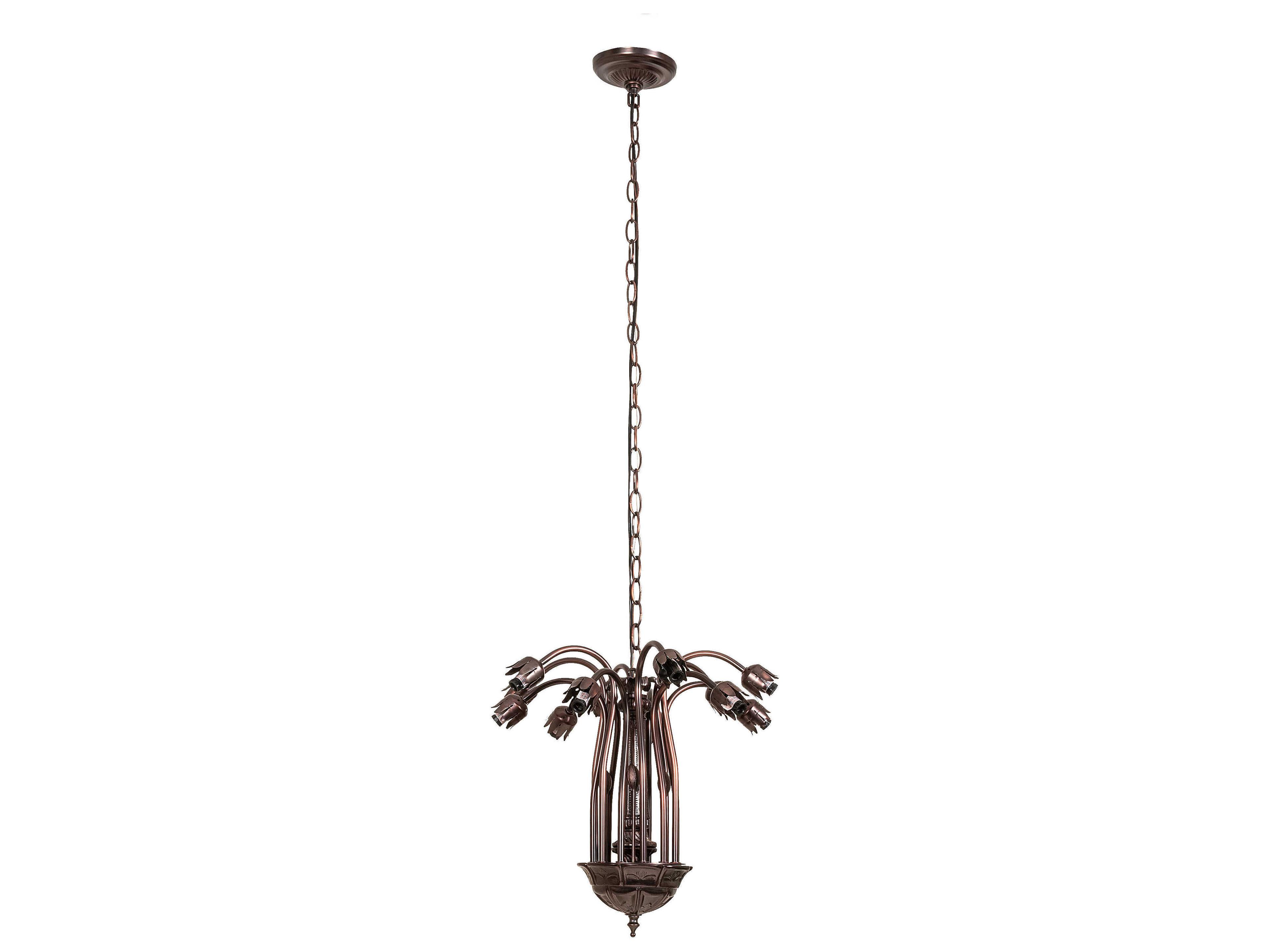 Meyda Pond Lily 12-Light Mahogany Bronze Chandelier