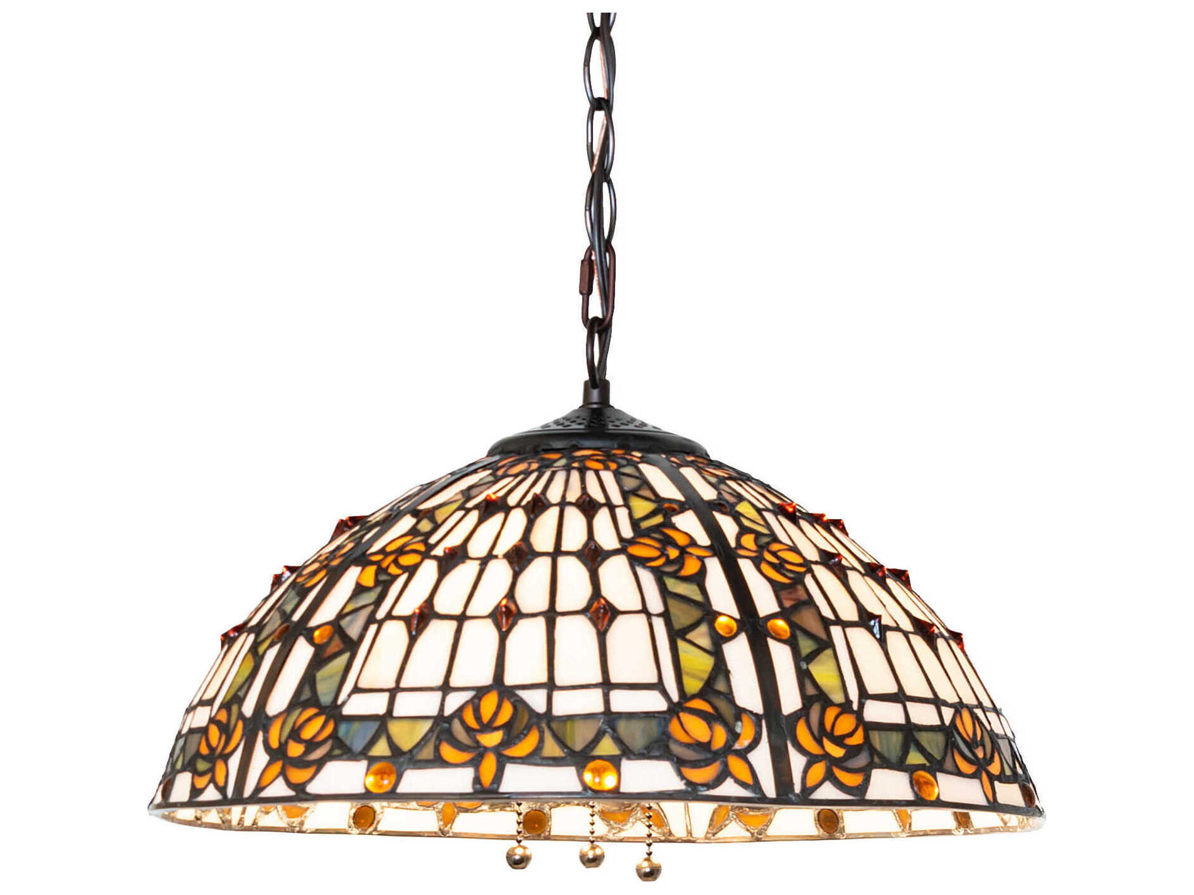 Meyda Fleur-de-lis 3-Light Beige / Honey Pendant