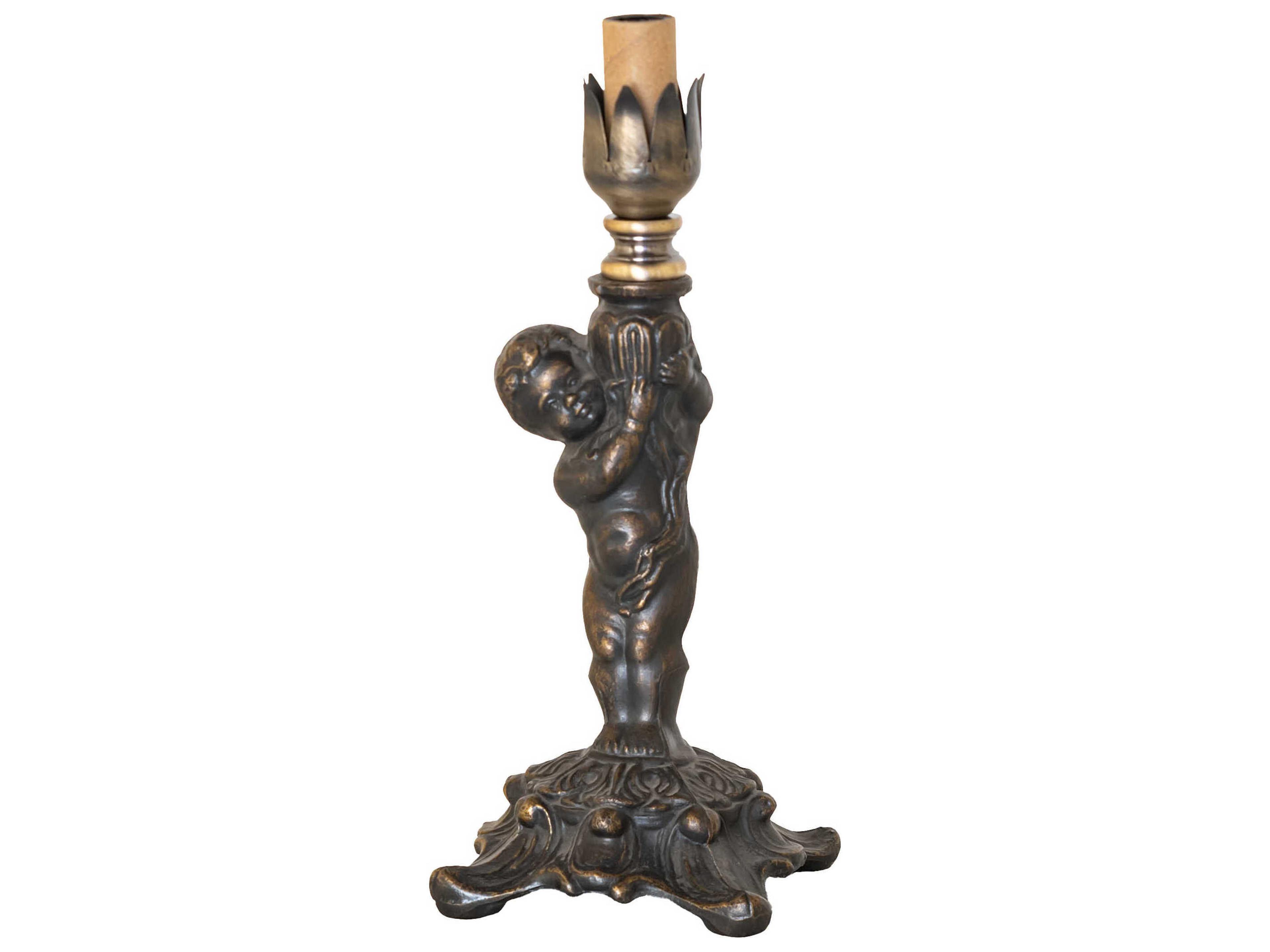 Meyda Cherub with Urn Antique Brass Table Lamp Base