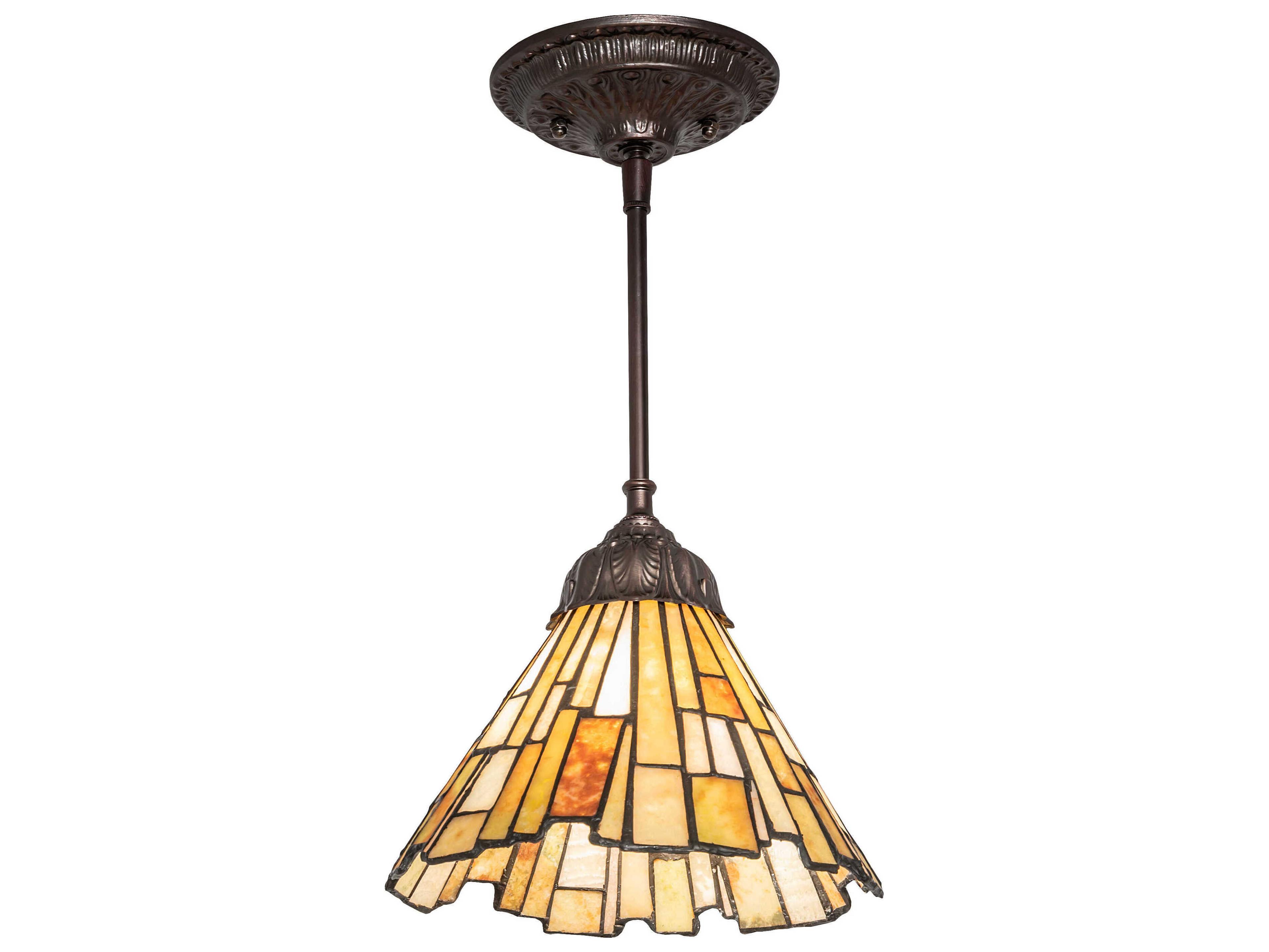 Meyda Delta Jadestone 1-Light Blue Glass Tiffany Mini Pendant