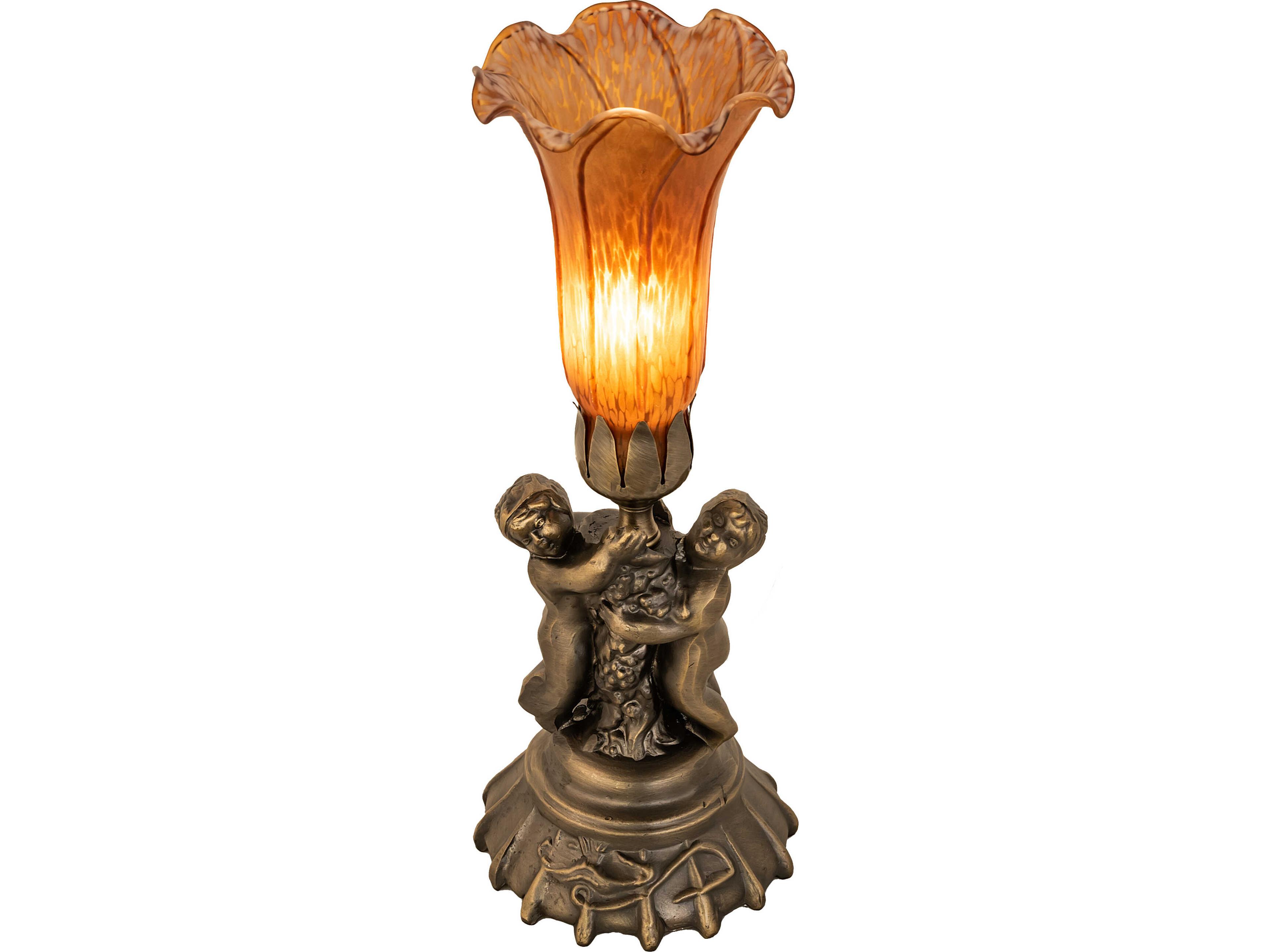Meyda Amber Brass Traditional Table Lamp