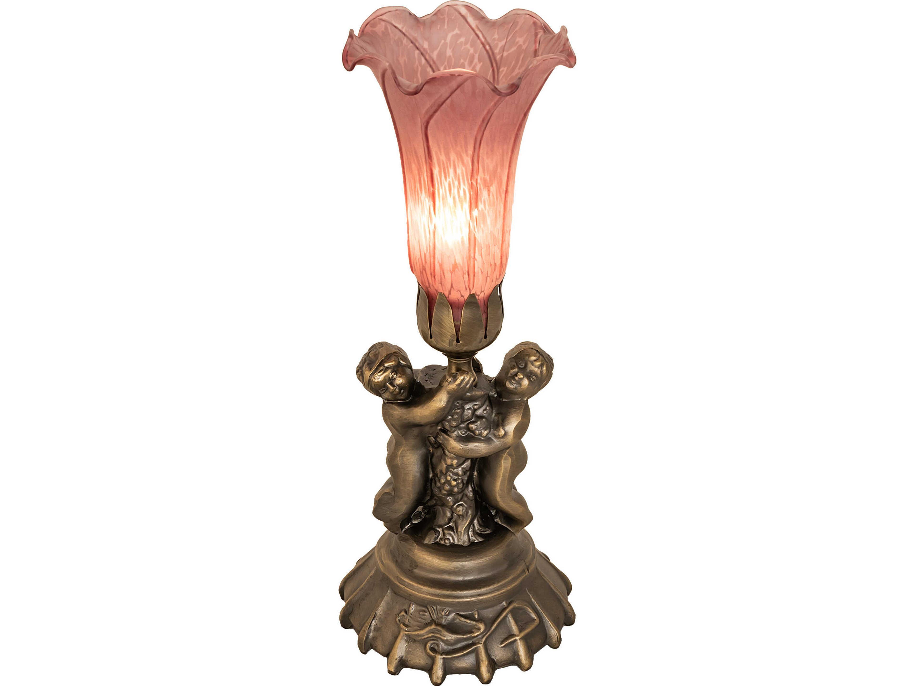 Meyda Lavender Pond Lily Brass Traditional Table Lamp