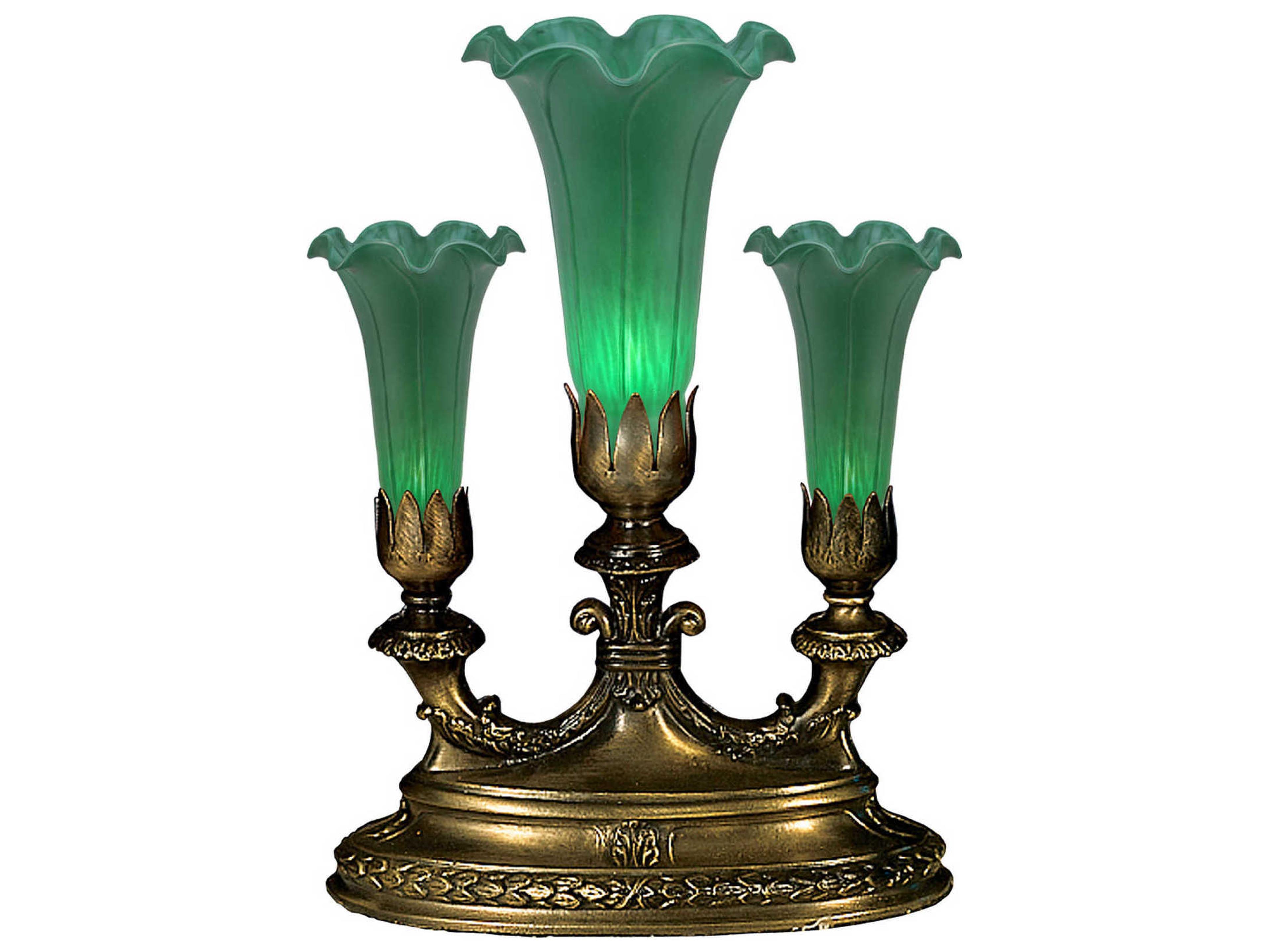 Meyda Green Tiffany Pond Lily Glass Bronze Traditional Table Lamp