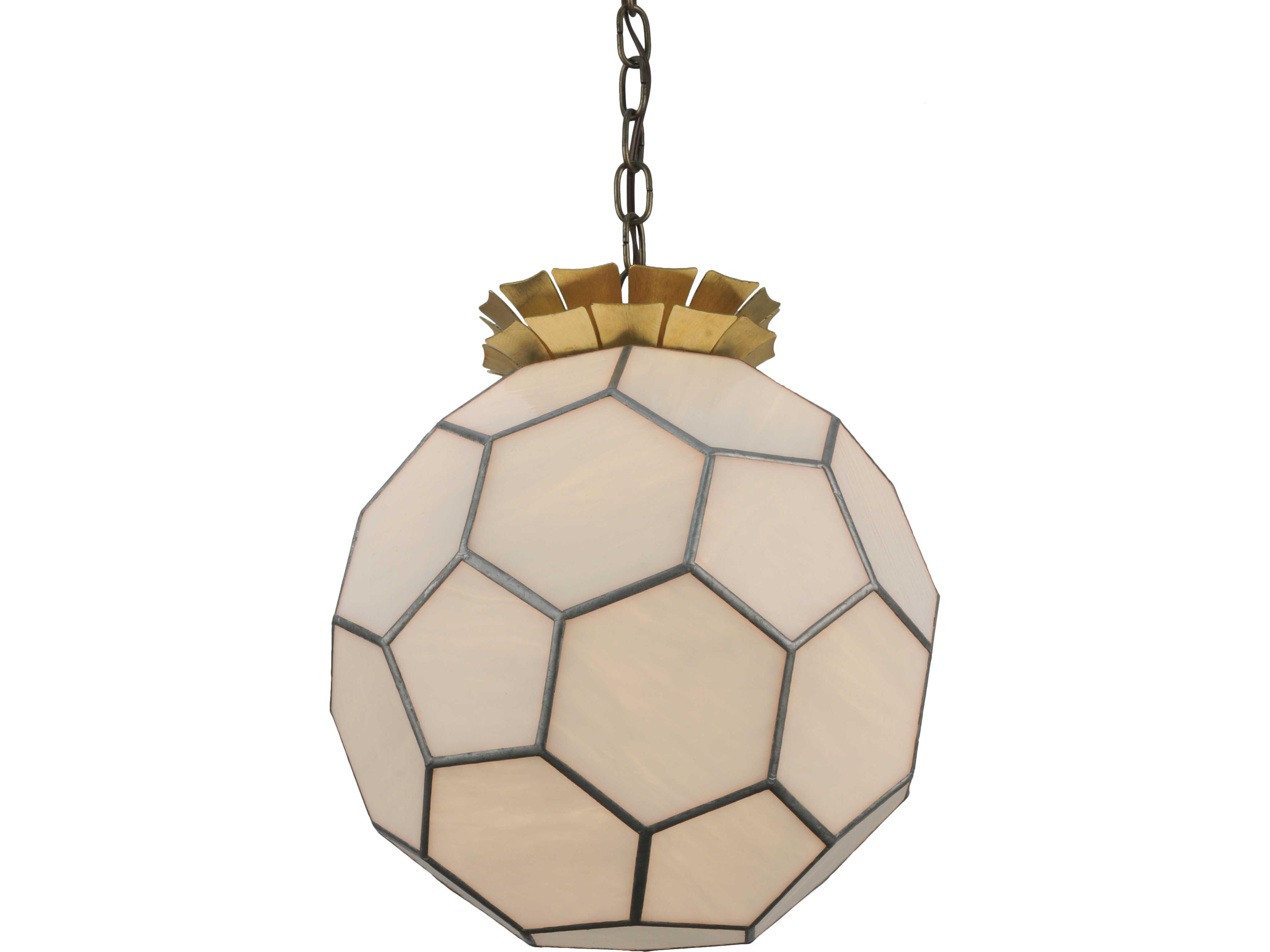 Meyda Hexodesick 1-Light White Art Glass Brass Geometric Pendant