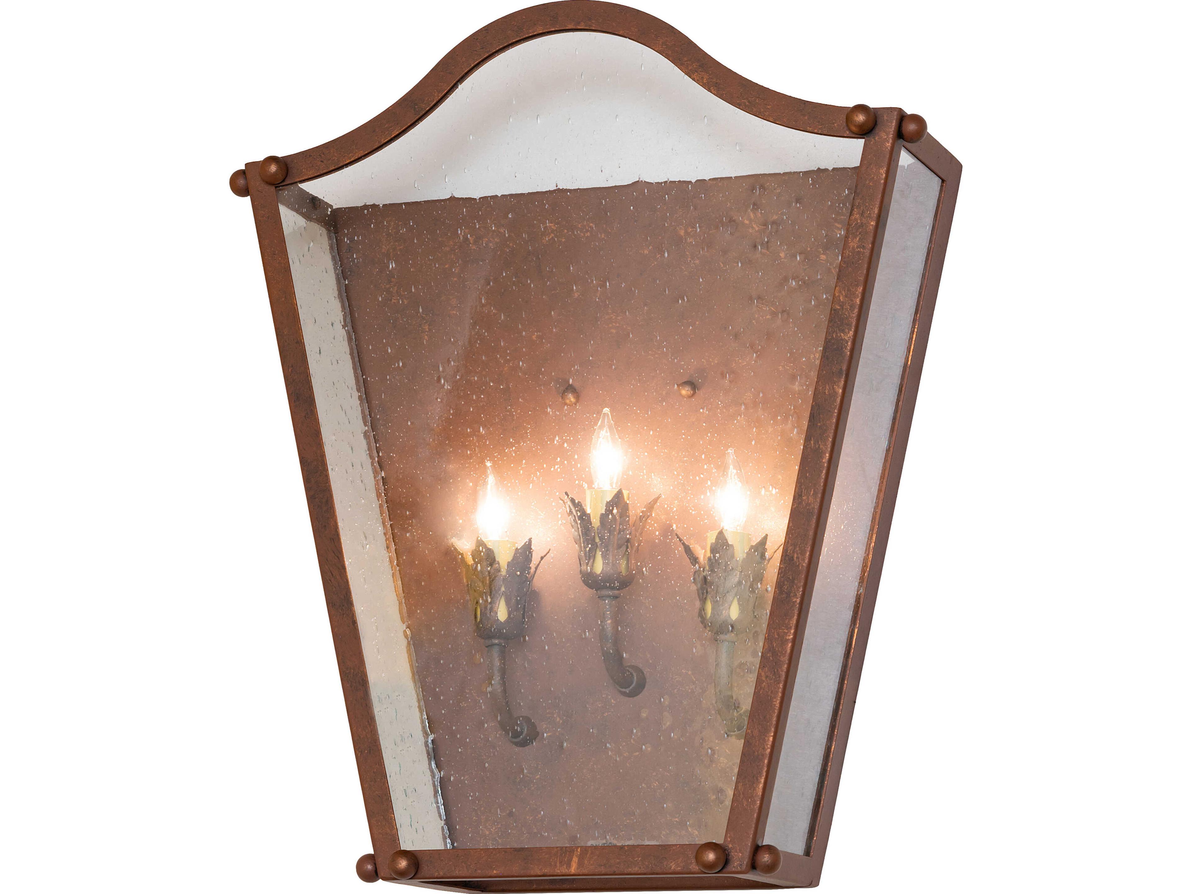 Meyda Austin 3-Light Clear Seeded Glass Bronze Traditional Wall Sconce
