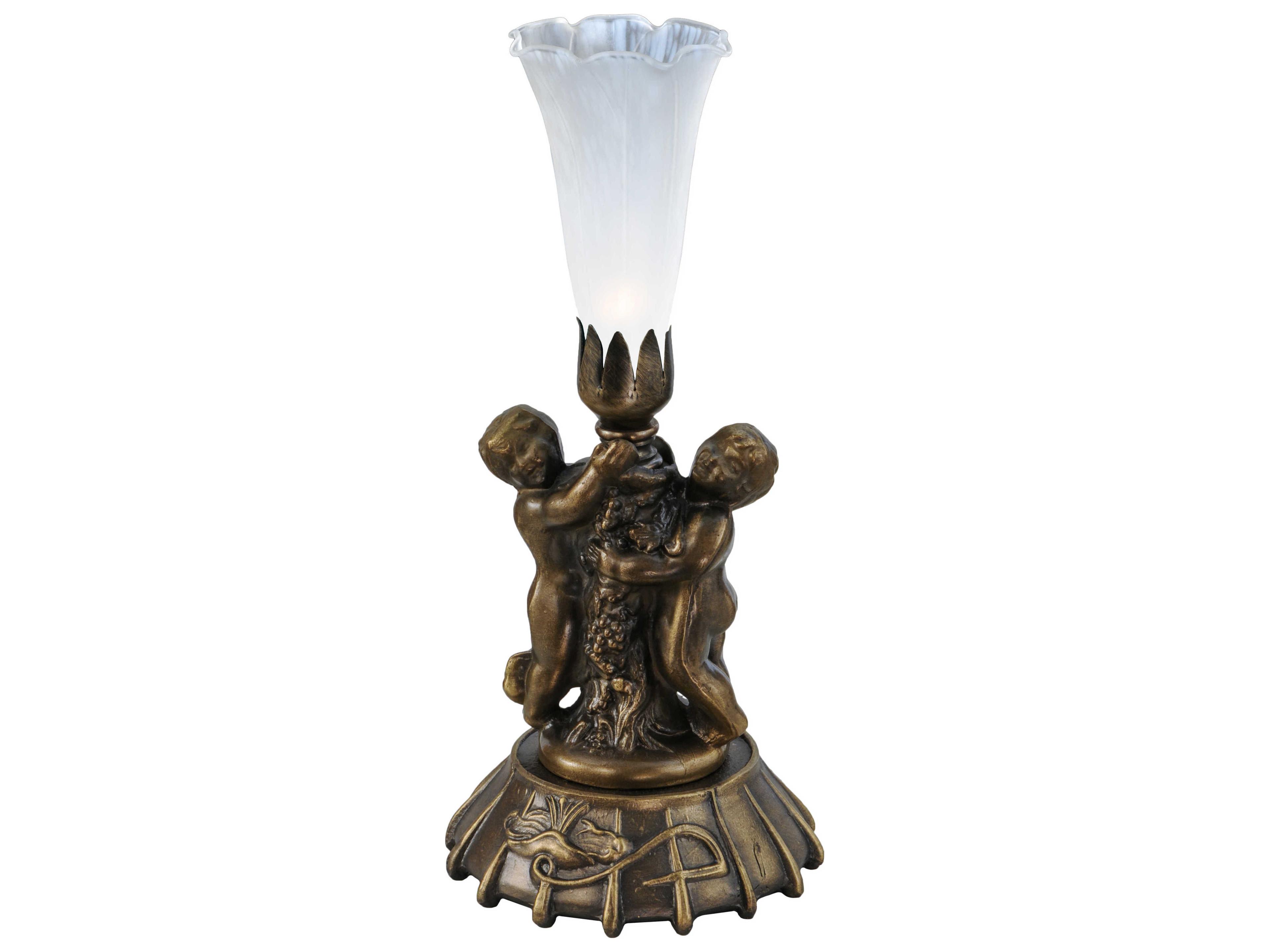 Meyda White Pond Lily Bronze Traditional Table Lamp