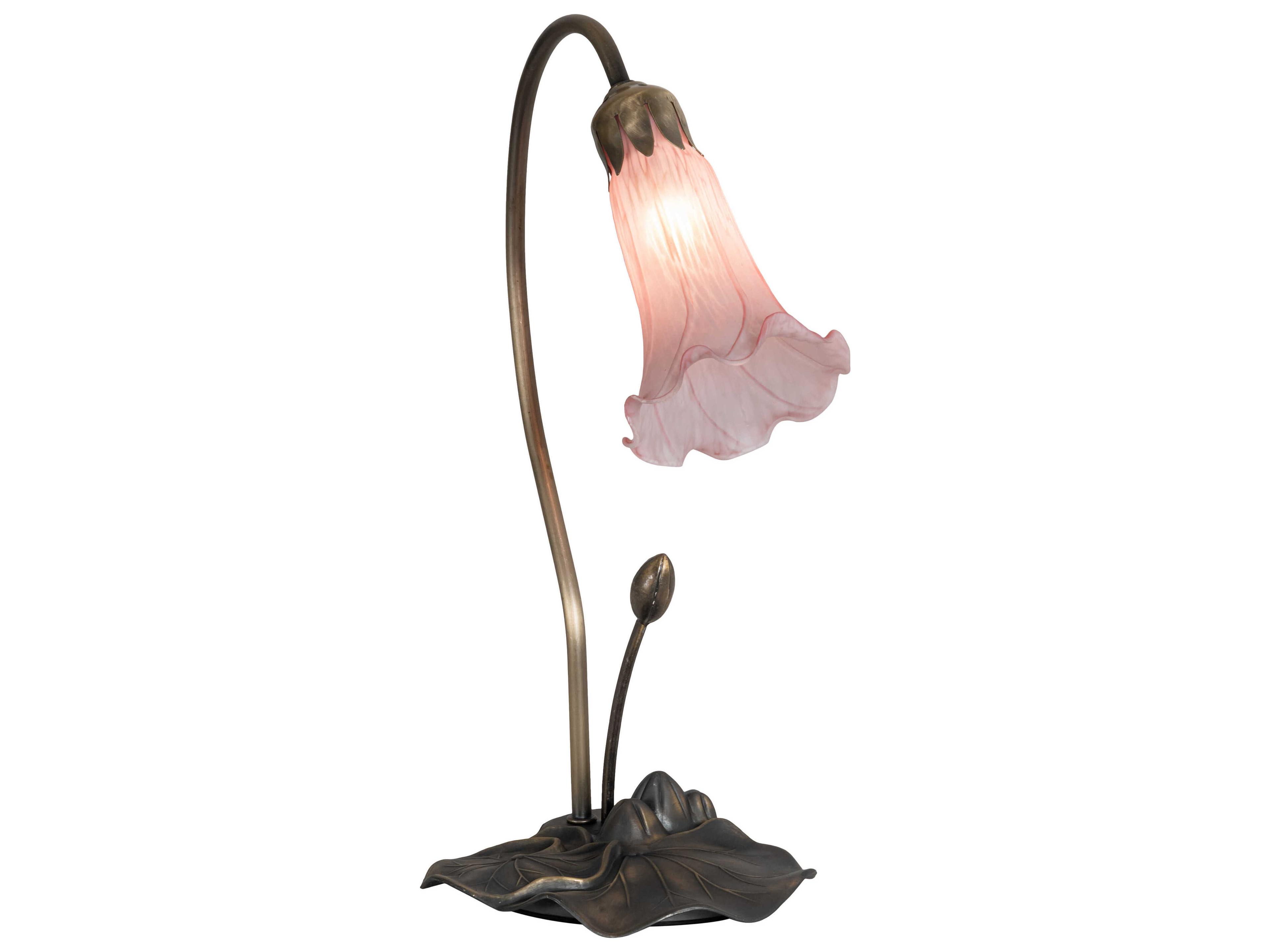 Meyda Pond Lily Mahogany Bronze Glass Table Lamp