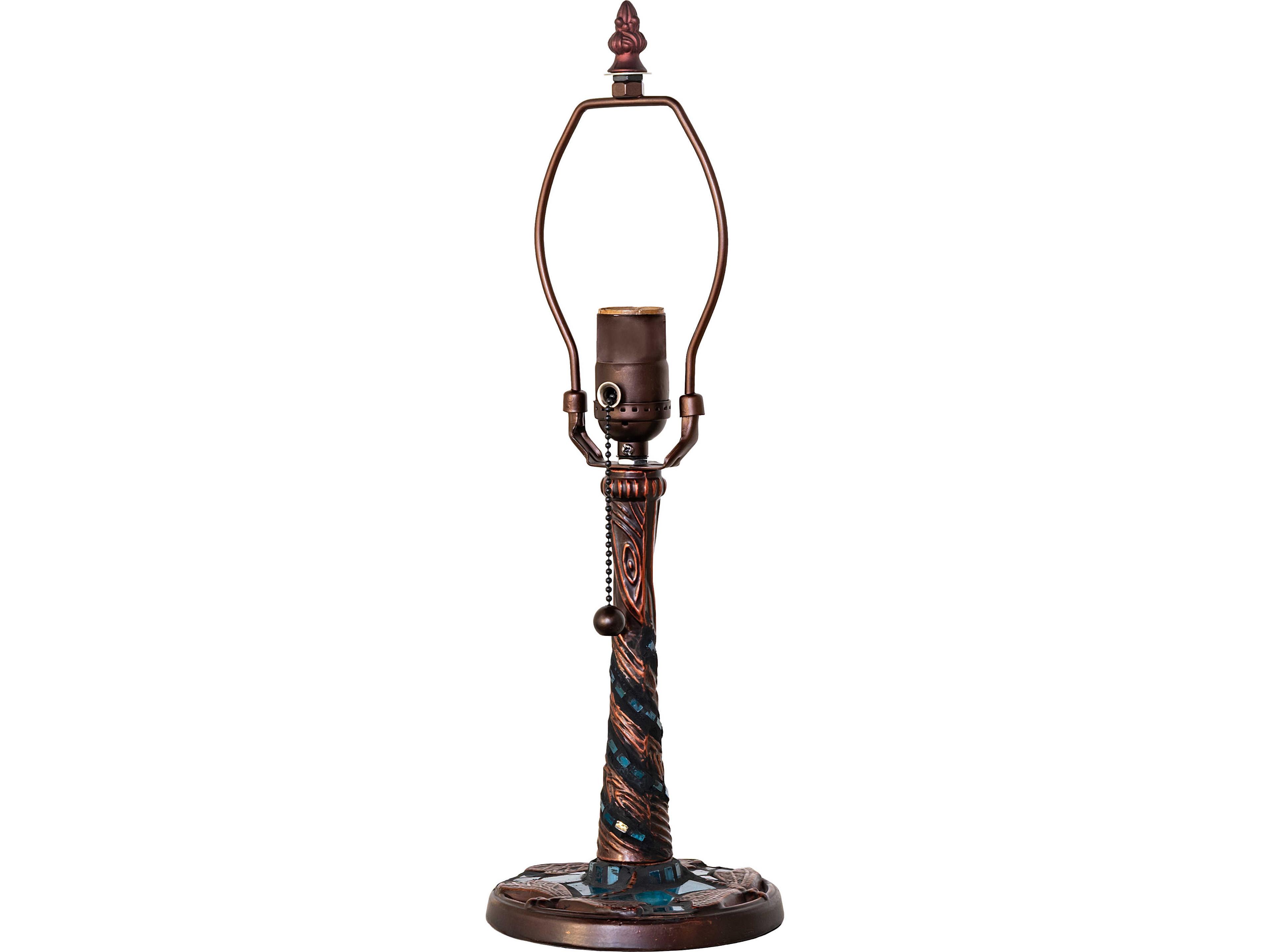 Meyda Twisted Fly Magogany Bronze blue Mosaic Glass 1-Light Table Lamp
