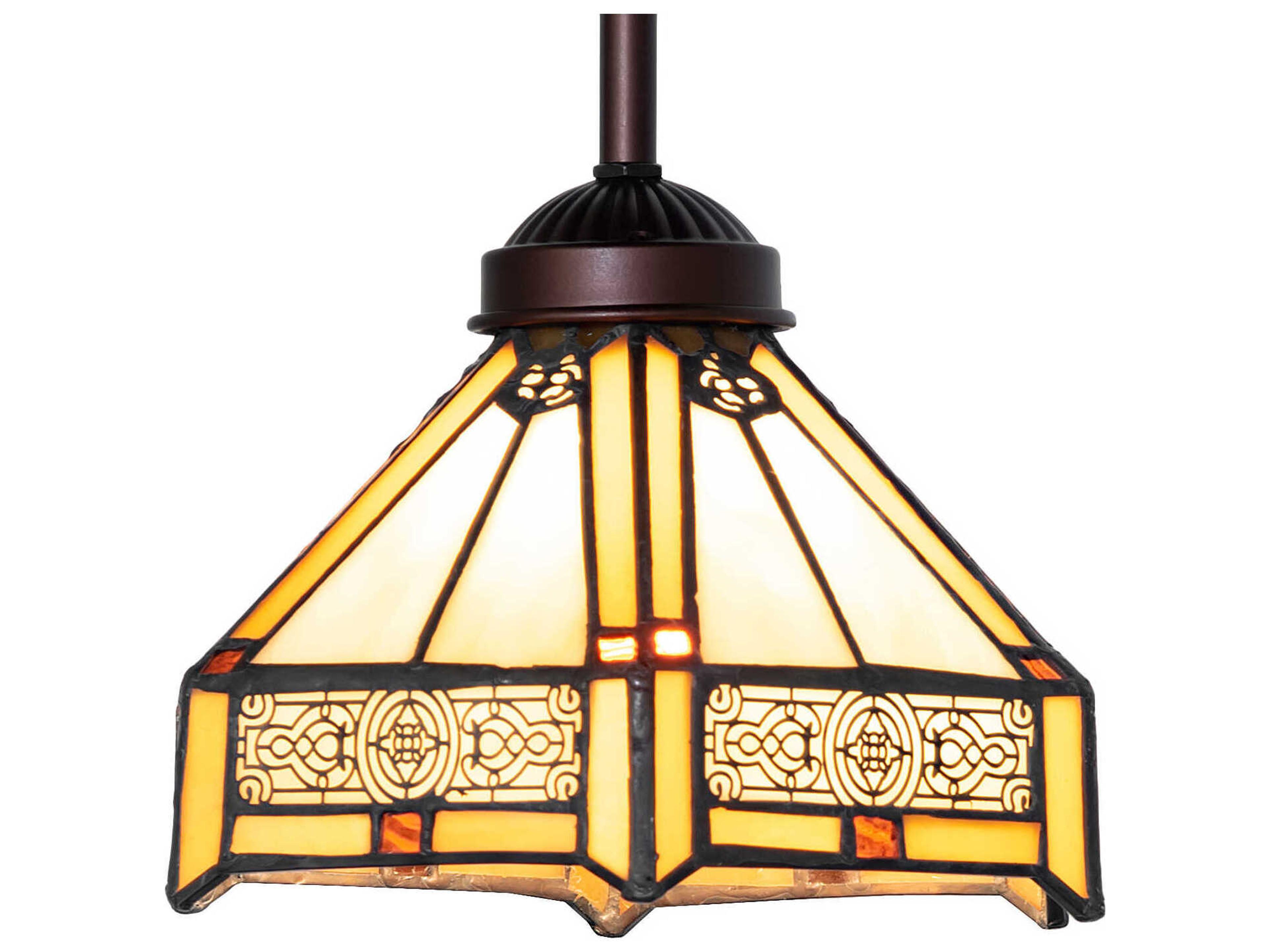 Meyda Peaches 1-Light Mahogany Bronze Glass Tiffany Mini Pendant