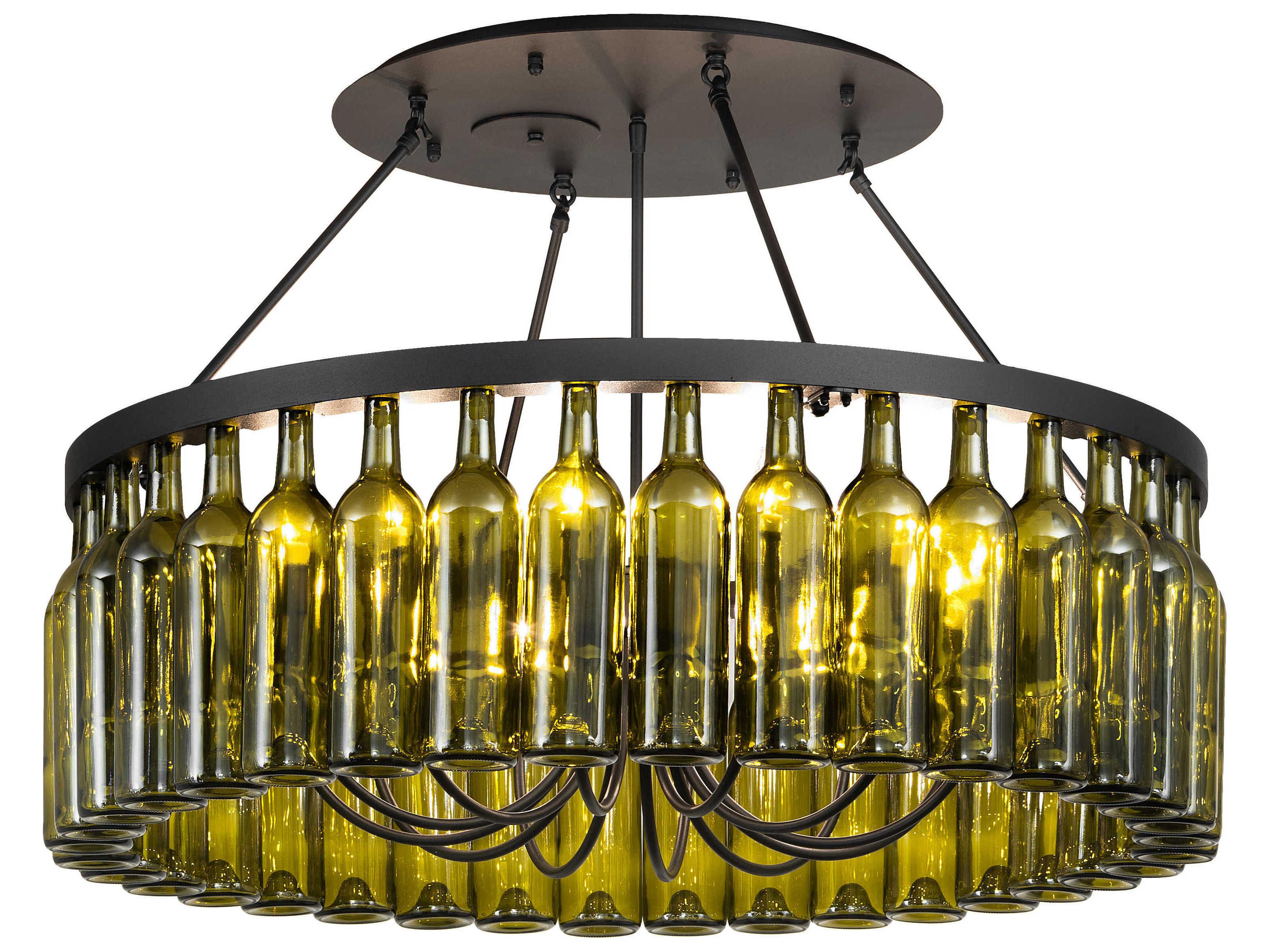 Meyda Tuscan Vineyard 12-Light Textured Black Green Chandelier