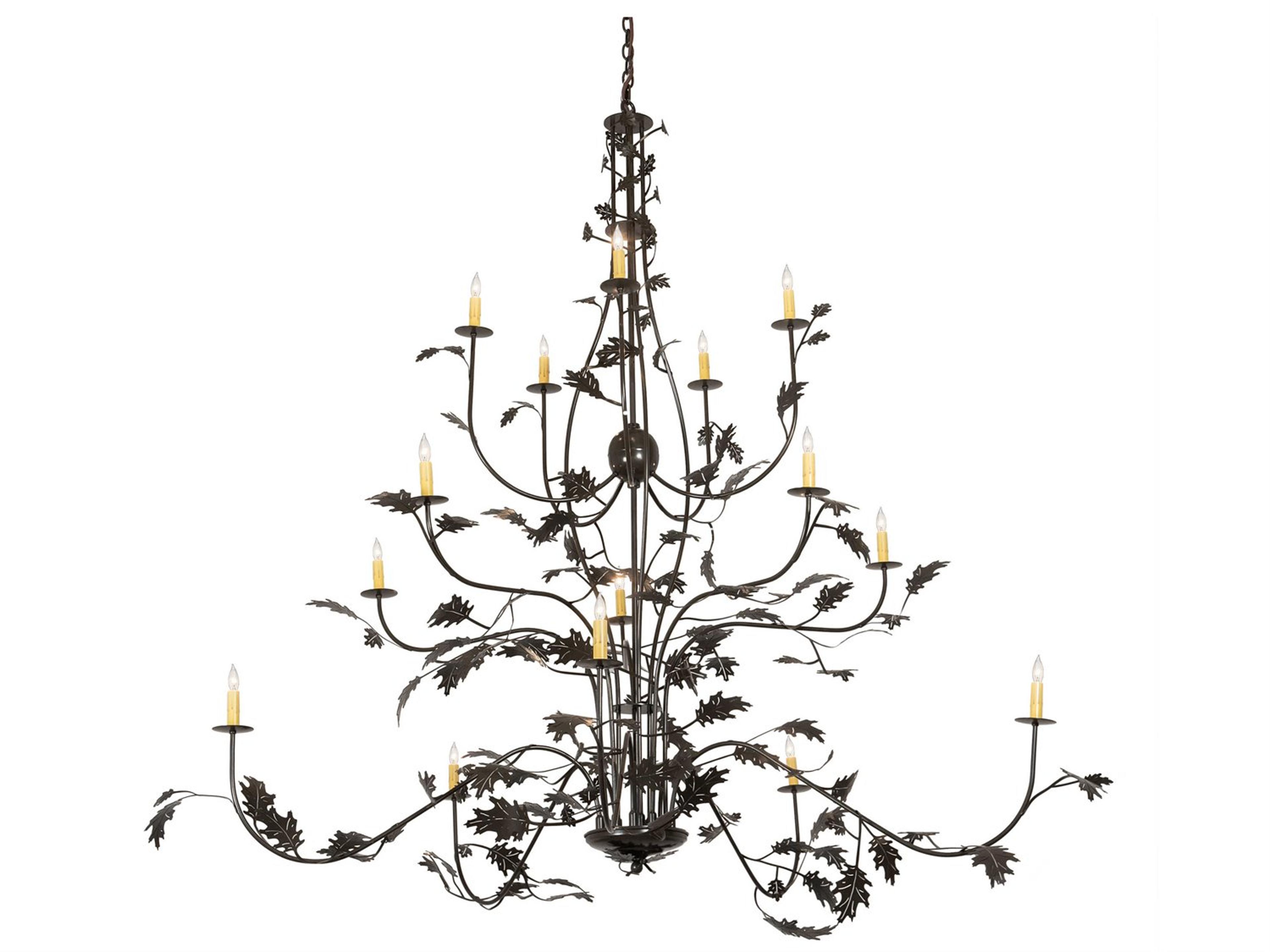 Meyda Oak Leaf 15-Light Timeless Bronze Candelabra Chandelier