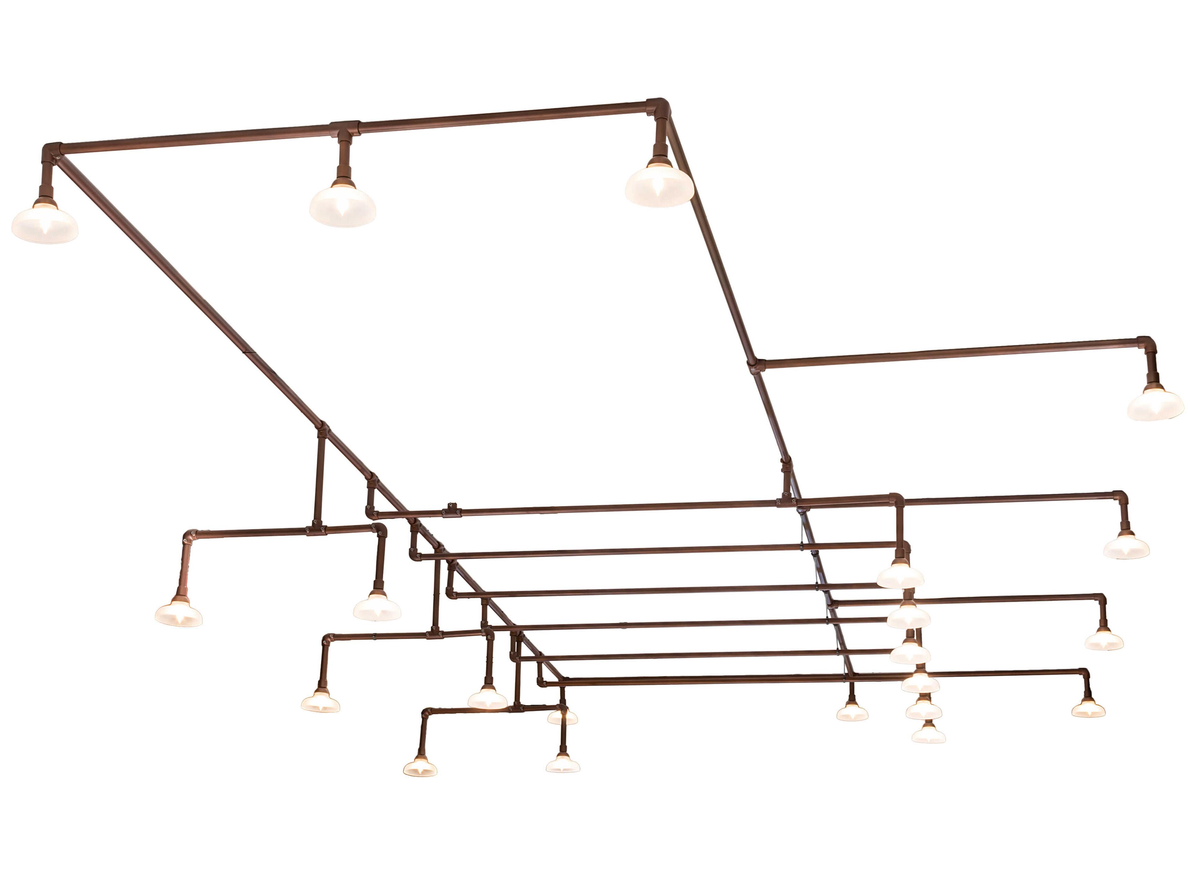 Meyda Pipedream 21-Light Nickel Copper Glass Linear Semi Flush Mount