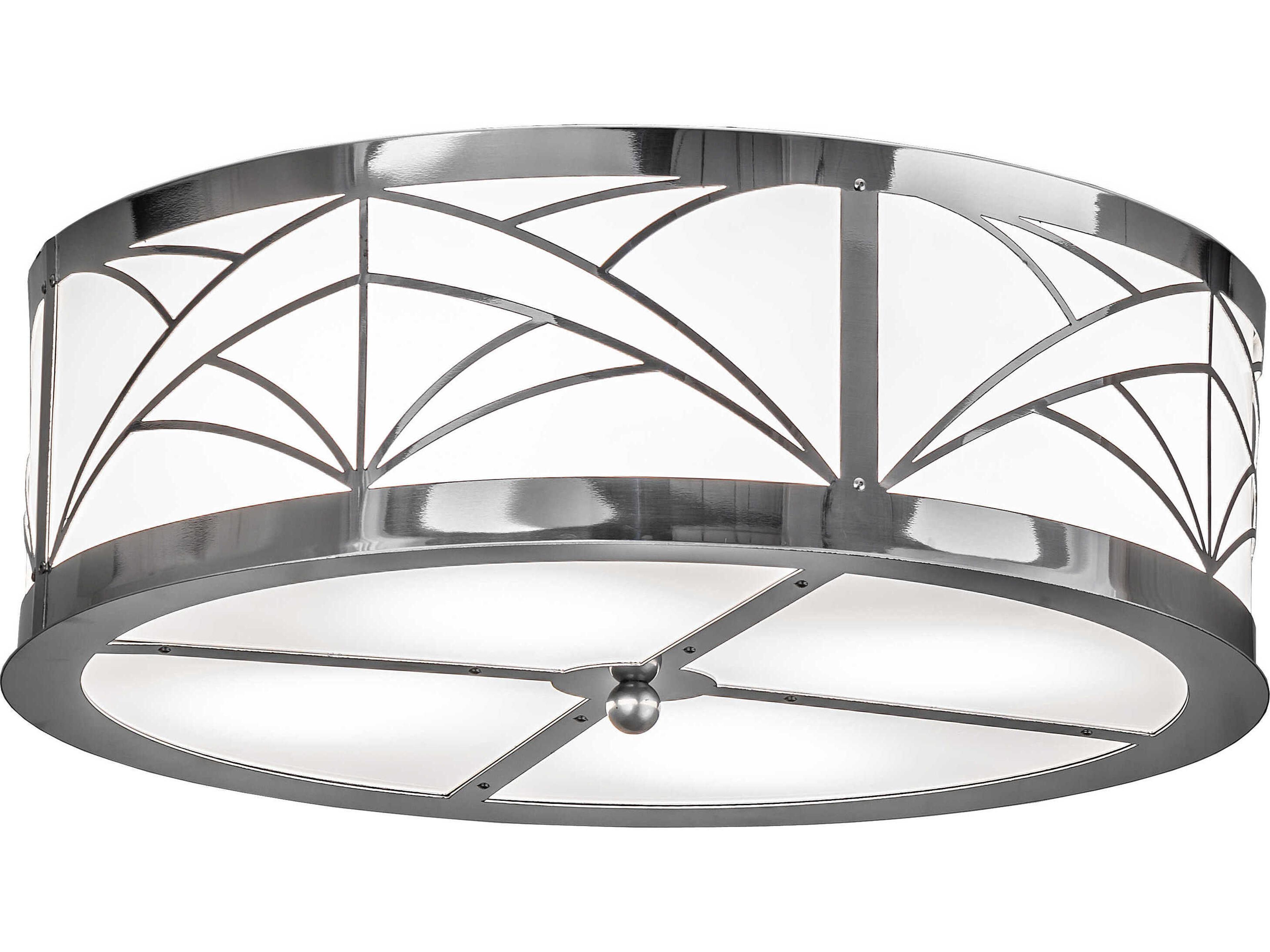 Meyda Revival Deco 4-Light Polished Stainless Steel LED Drum Flush Mount