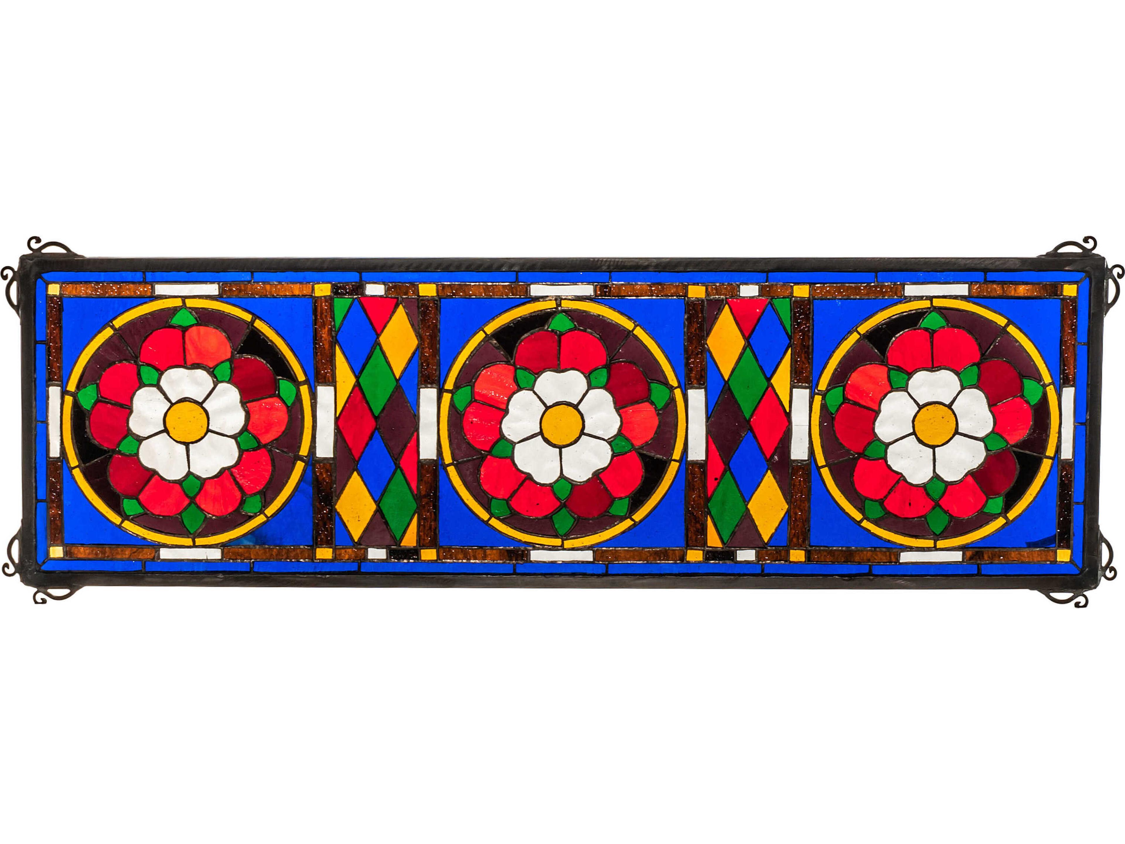 Meyda Tudor Trio 33" Stained Glass Window Wall Art