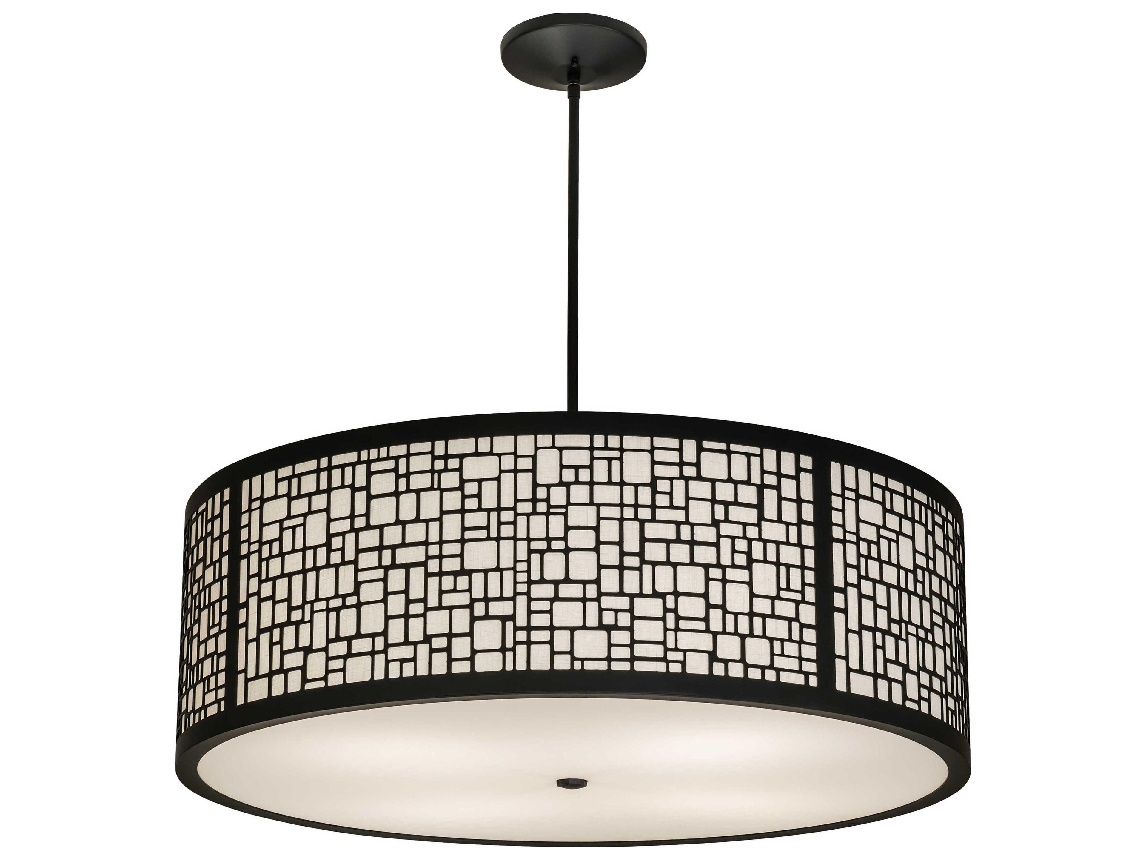 Meyda Cilindro 4-Light Black Drum Pendant