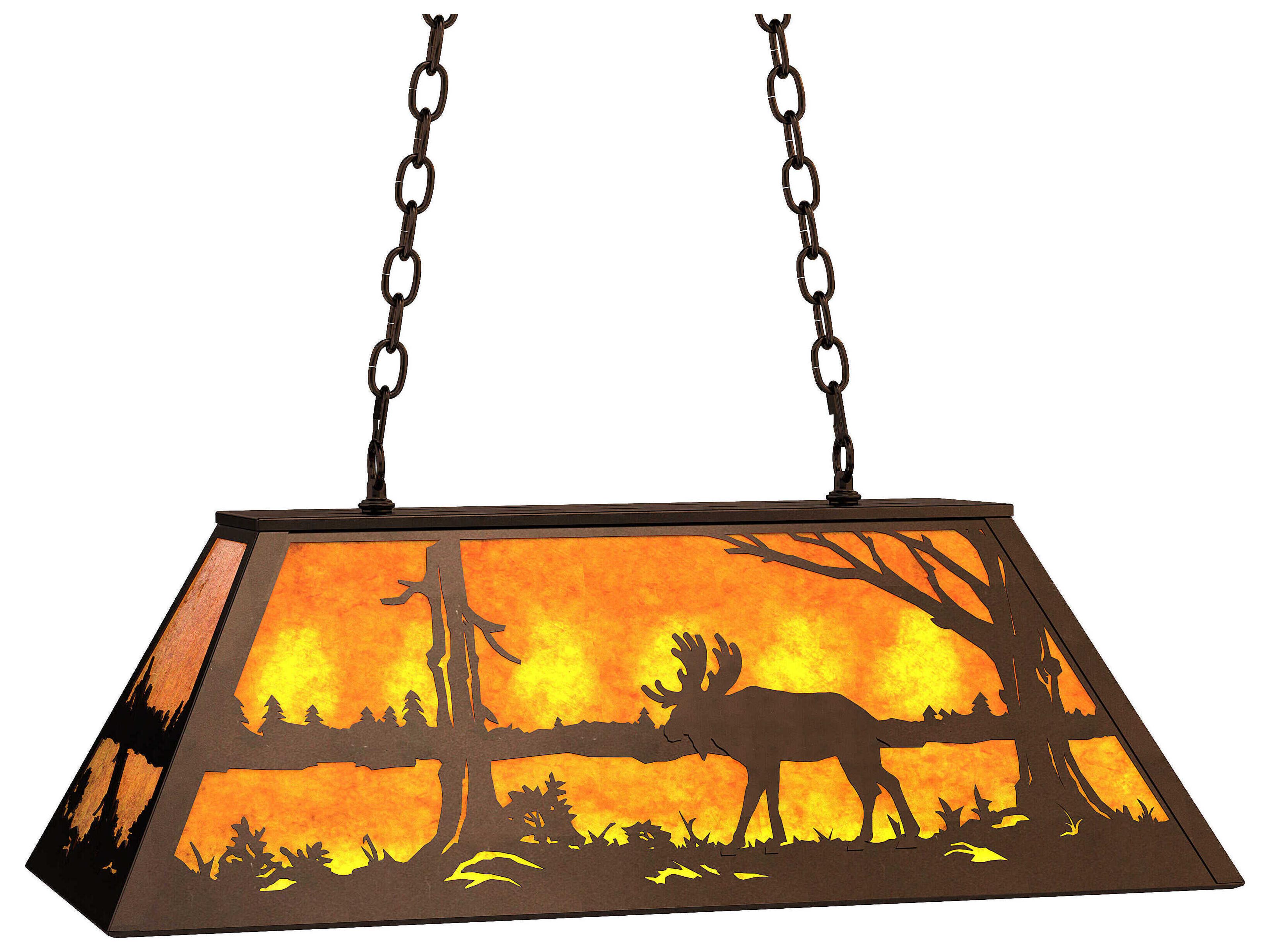 Meyda Moose At Lake 6-Light Mahogany Bronze Glass Island Pendant