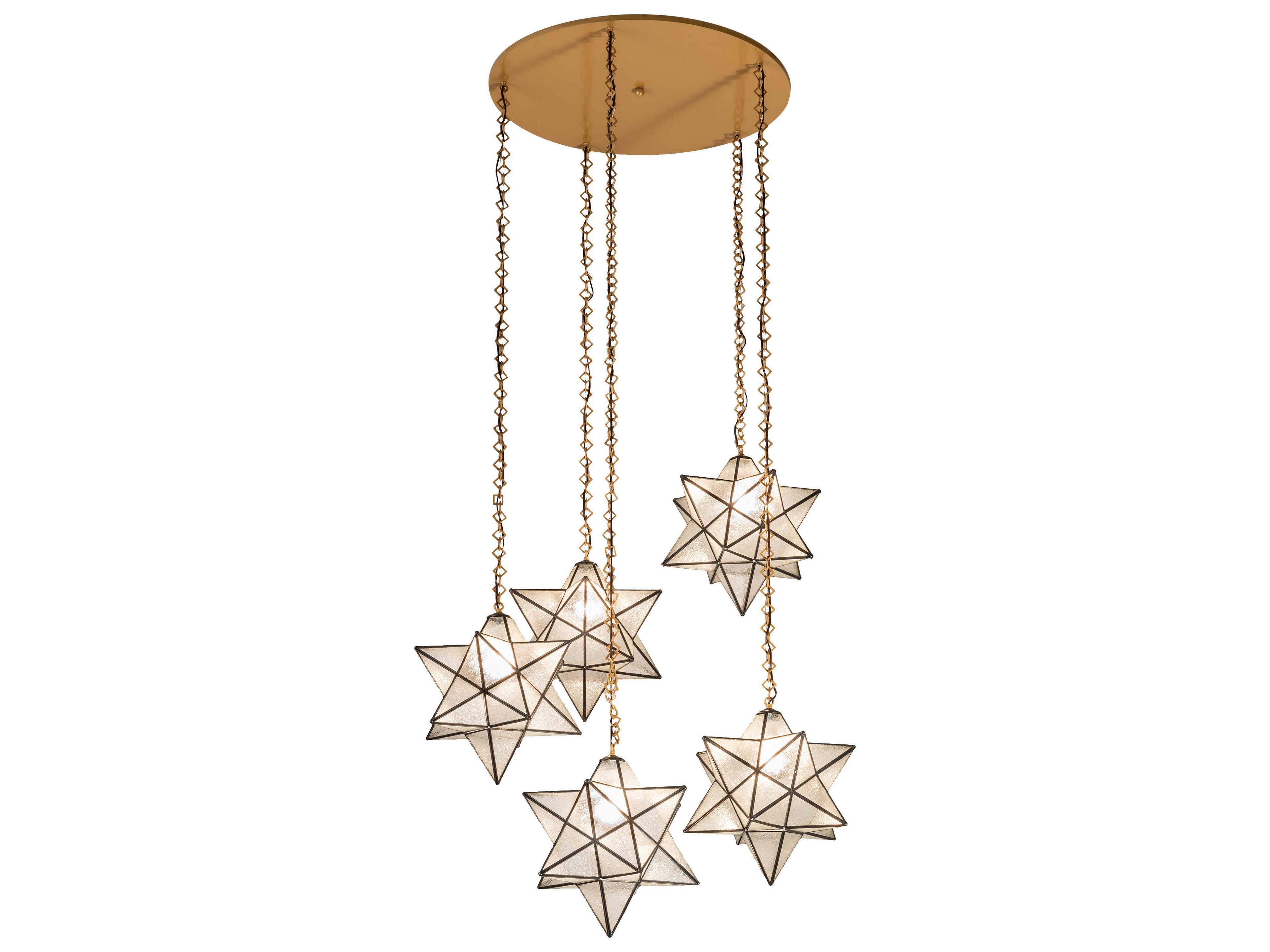 Meyda Moravian Star 5-Light Gold Glass Geometric Pendant