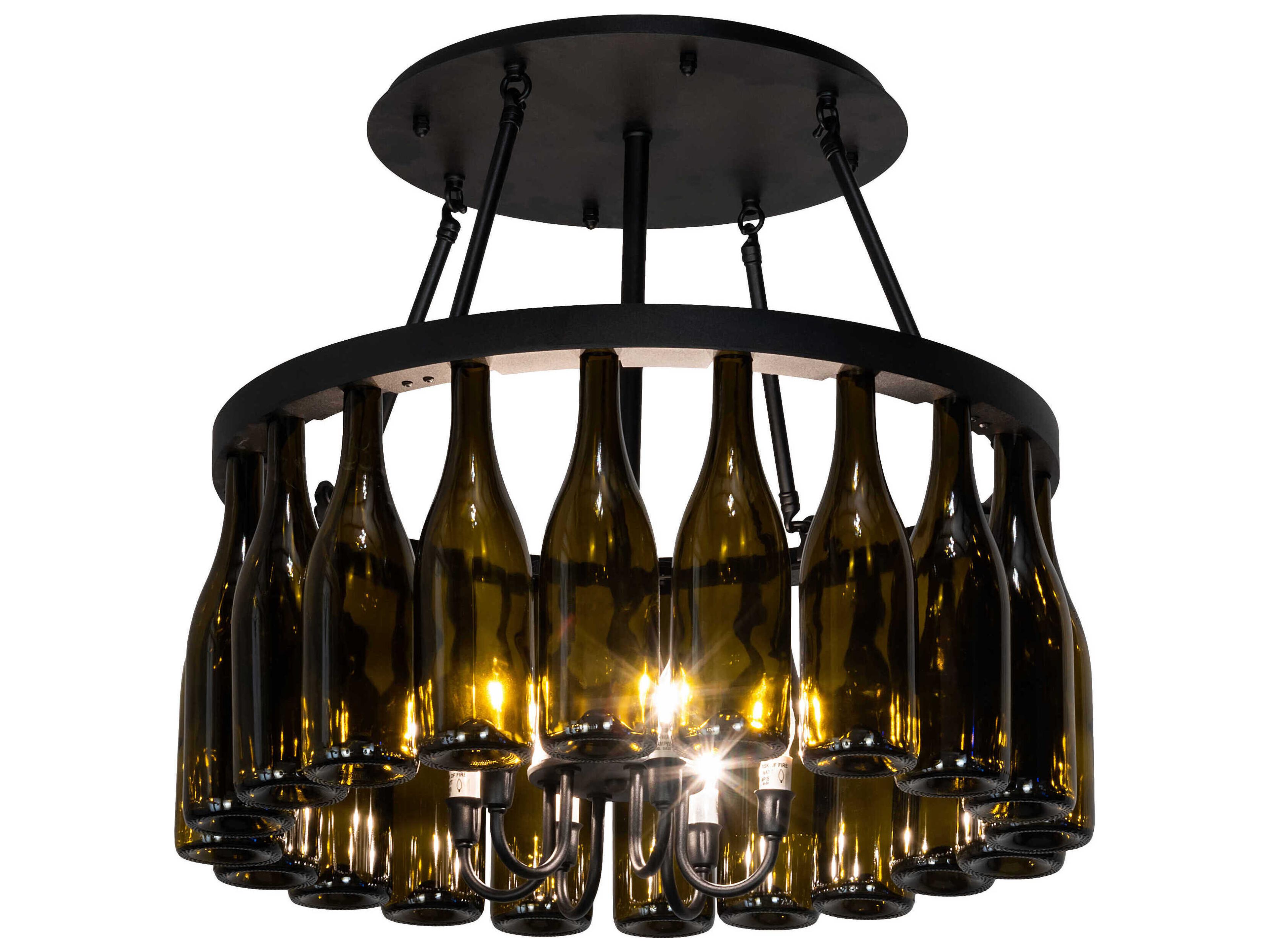 Meyda Tuscan Vineyard 6-Light Black Glass Semi Flush Mount